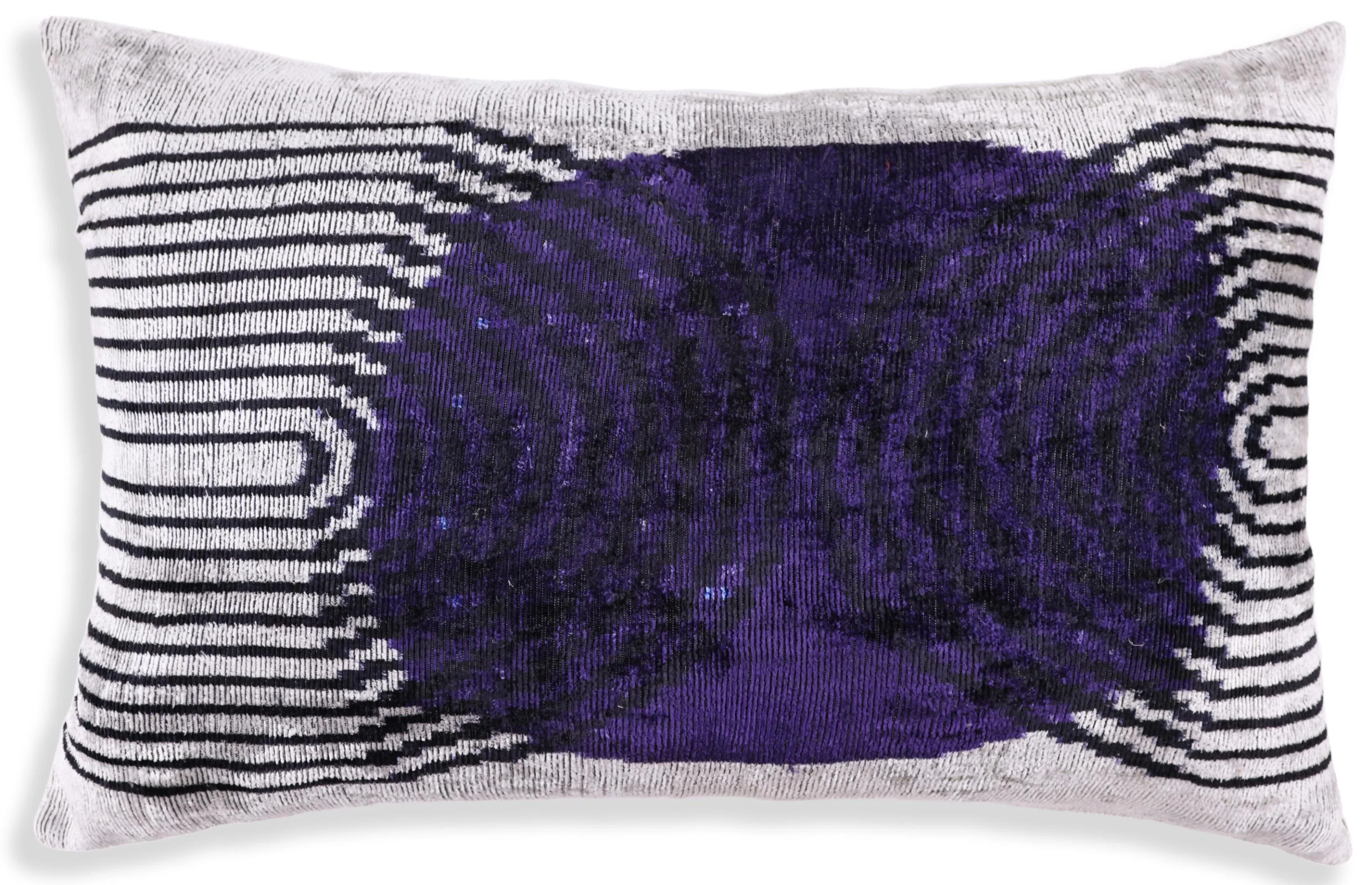 Luxury Purple Silk Velvet Throw Pillow 16x24 – Handmade Modern Geometric Lumbar - Image 5