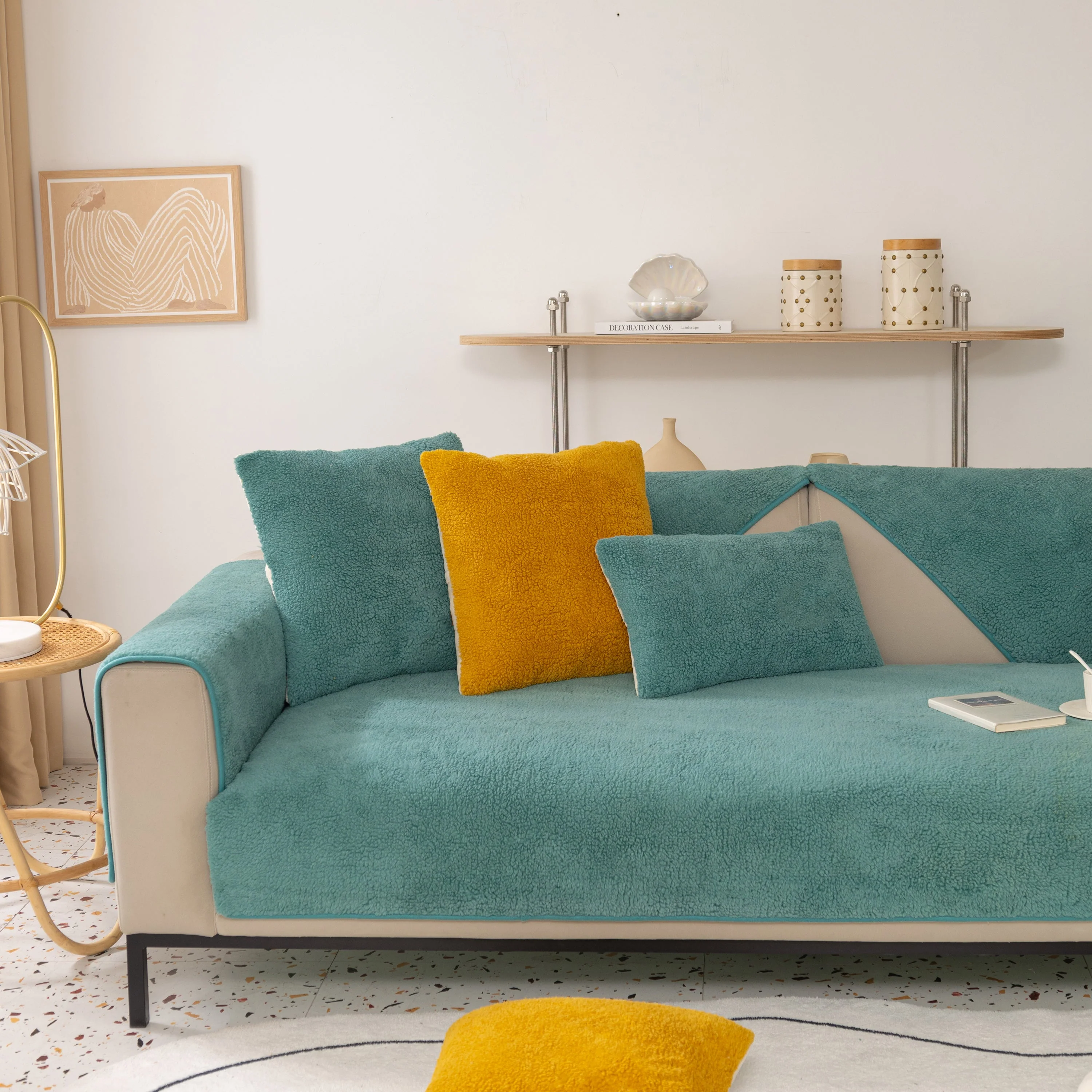 Luxury Sherpa Fleece Solid Sofa Towels Thickened Plush Non Slip Sofa Cushion Covers - Image 10