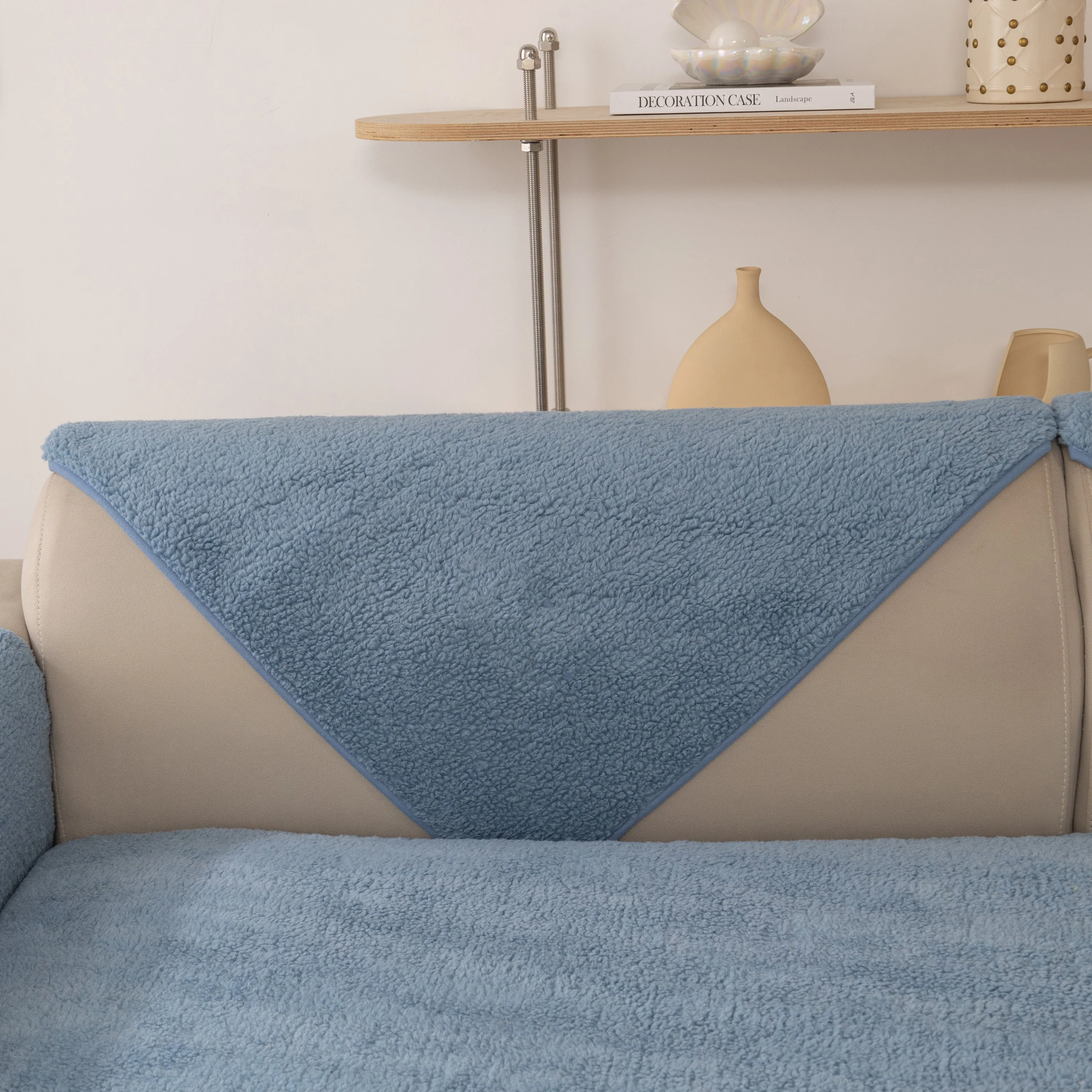 Luxury Sherpa Fleece Solid Sofa Towels Thickened Plush Non Slip Sofa Cushion Covers - Image 19