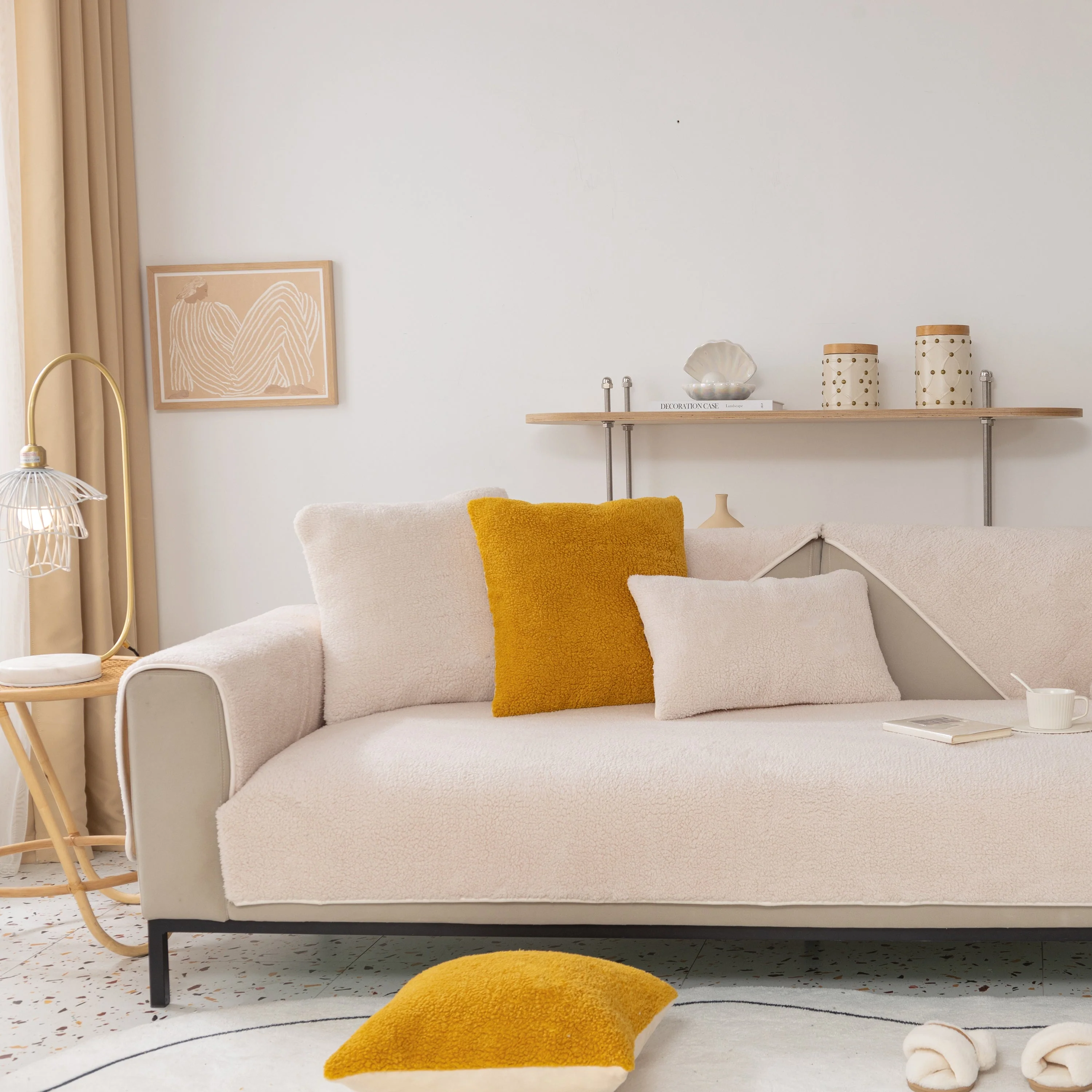 Luxury Sherpa Fleece Solid Sofa Towels Thickened Plush Non Slip Sofa Cushion Covers - Image 21