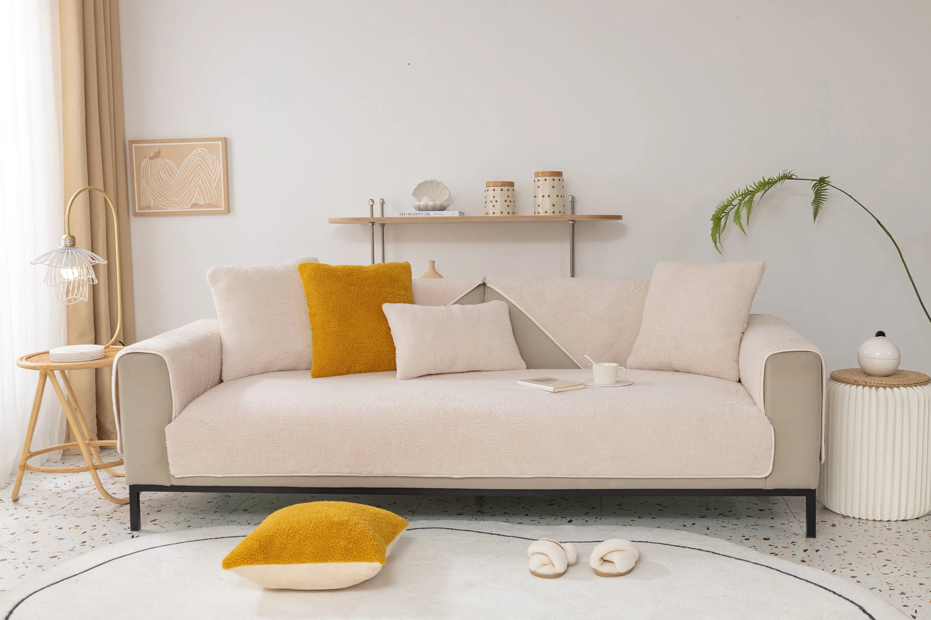 Luxury Sherpa Fleece Solid Sofa Towels Thickened Plush Non Slip Sofa Cushion Covers - Image 22
