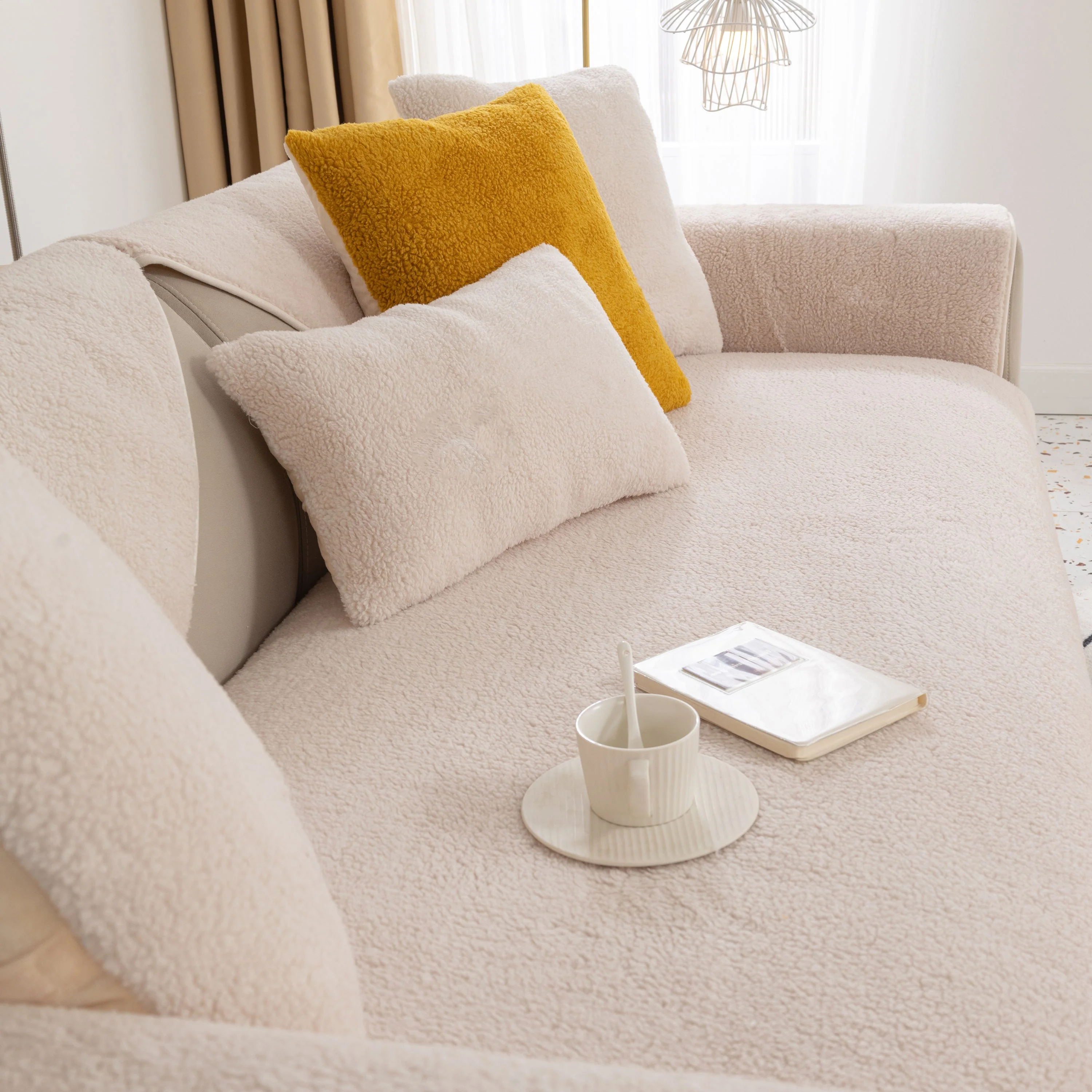 Luxury Sherpa Fleece Solid Sofa Towels Thickened Plush Non Slip Sofa Cushion Covers - Image 24