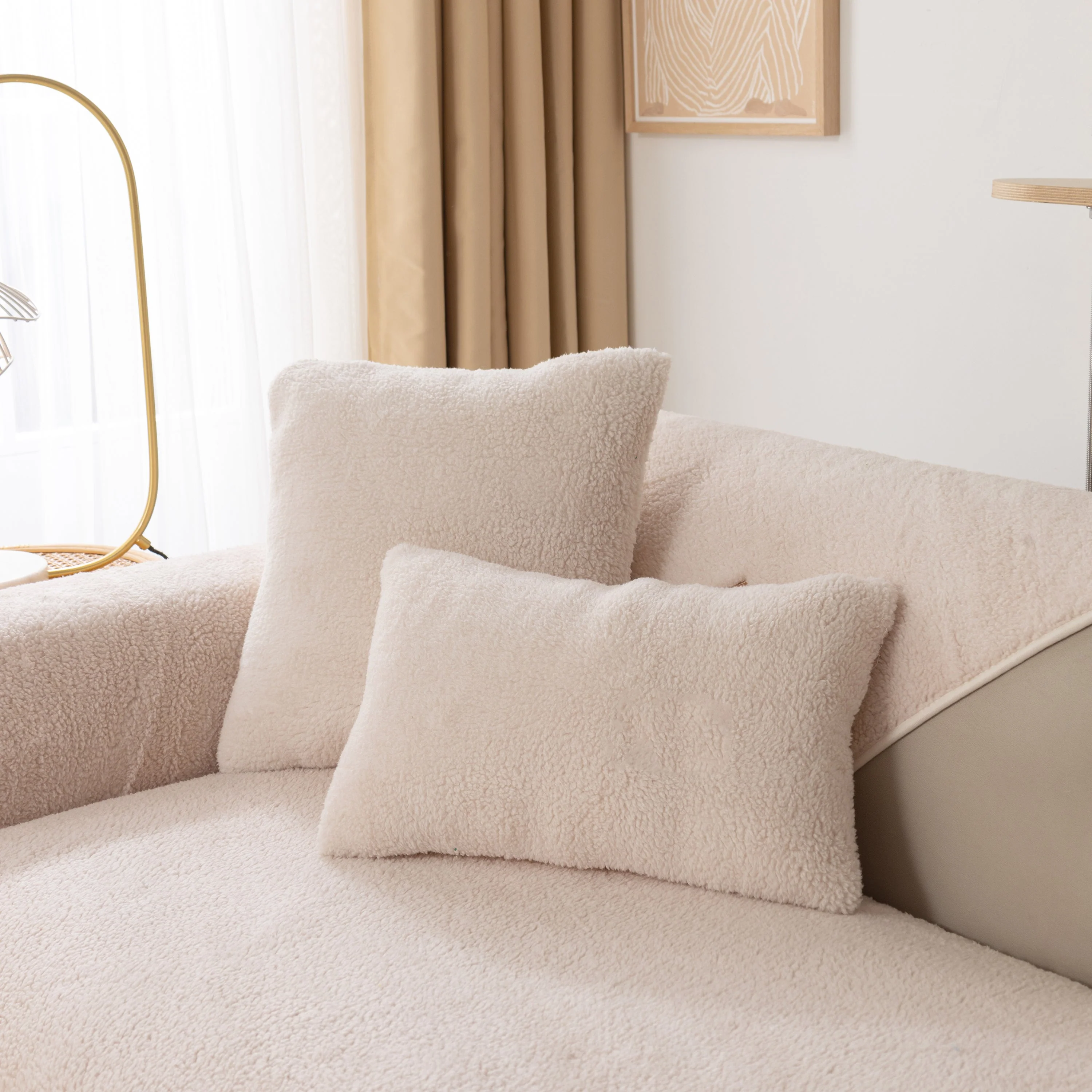 Luxury Sherpa Fleece Solid Sofa Towels Thickened Plush Non Slip Sofa Cushion Covers - Image 27