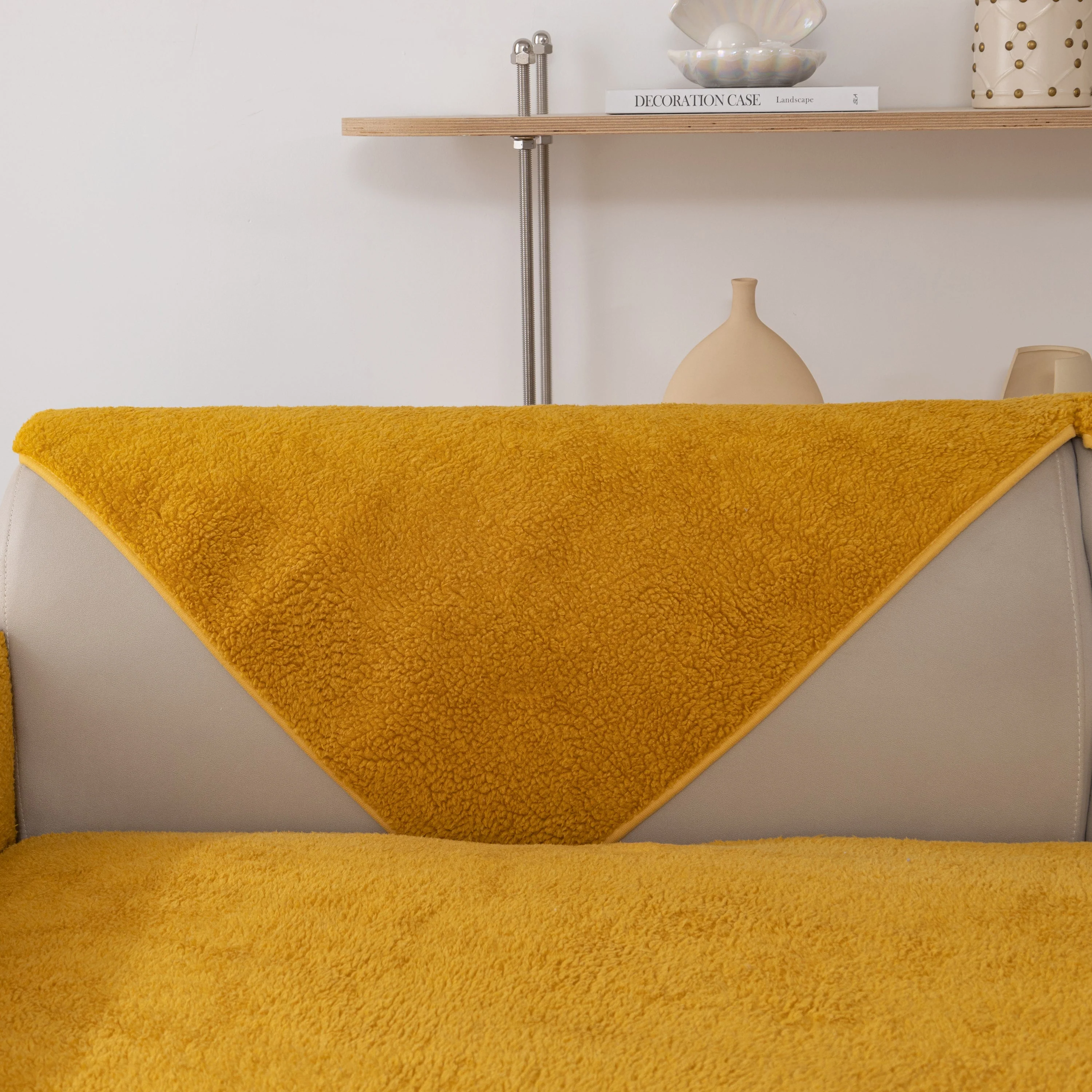 Luxury Sherpa Fleece Solid Sofa Towels Thickened Plush Non Slip Sofa Cushion Covers - Image 6