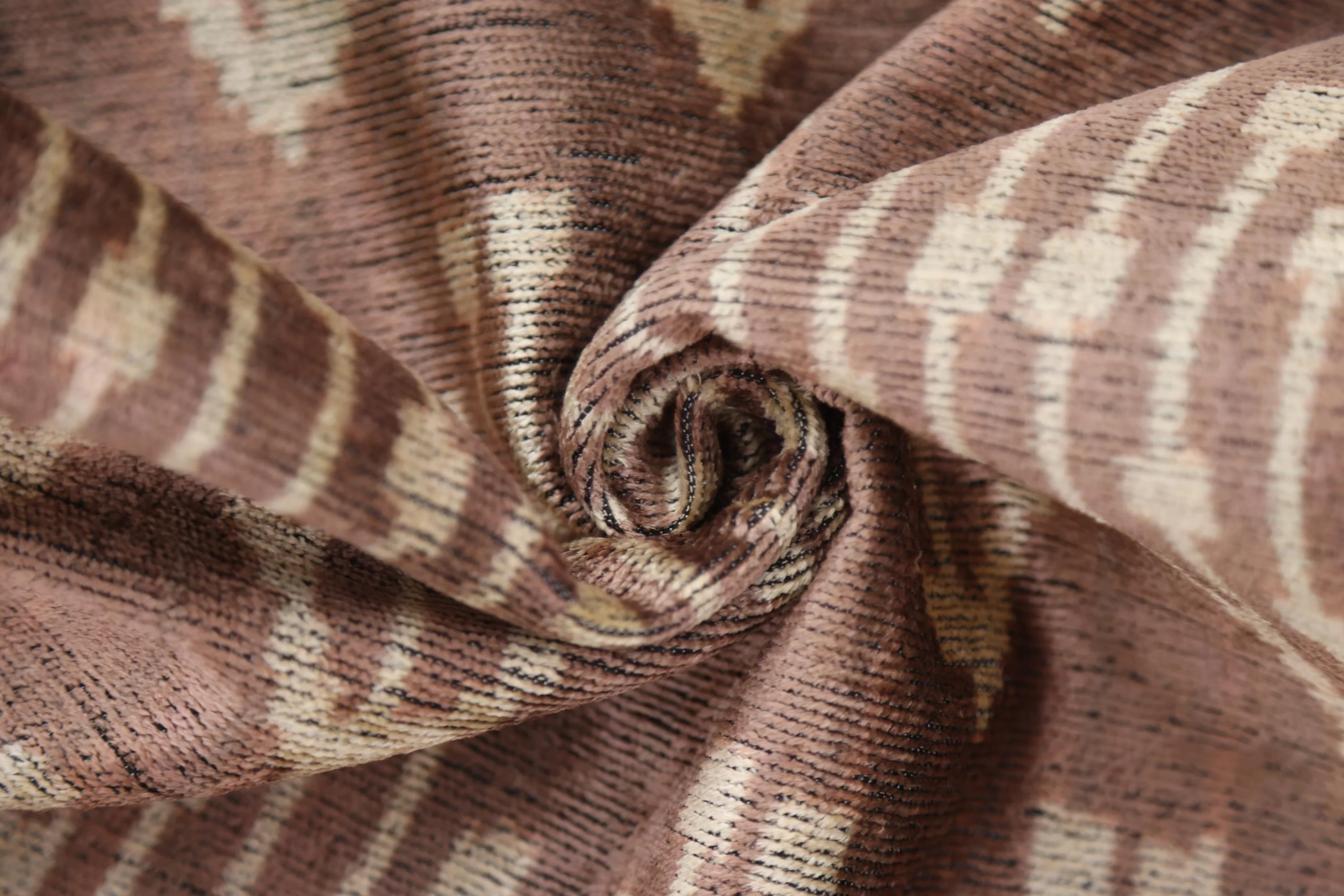 Luxury Silk Velvet Ikat Throw Pillow 16x24 – Taupe & Blush Handmade - Image 2