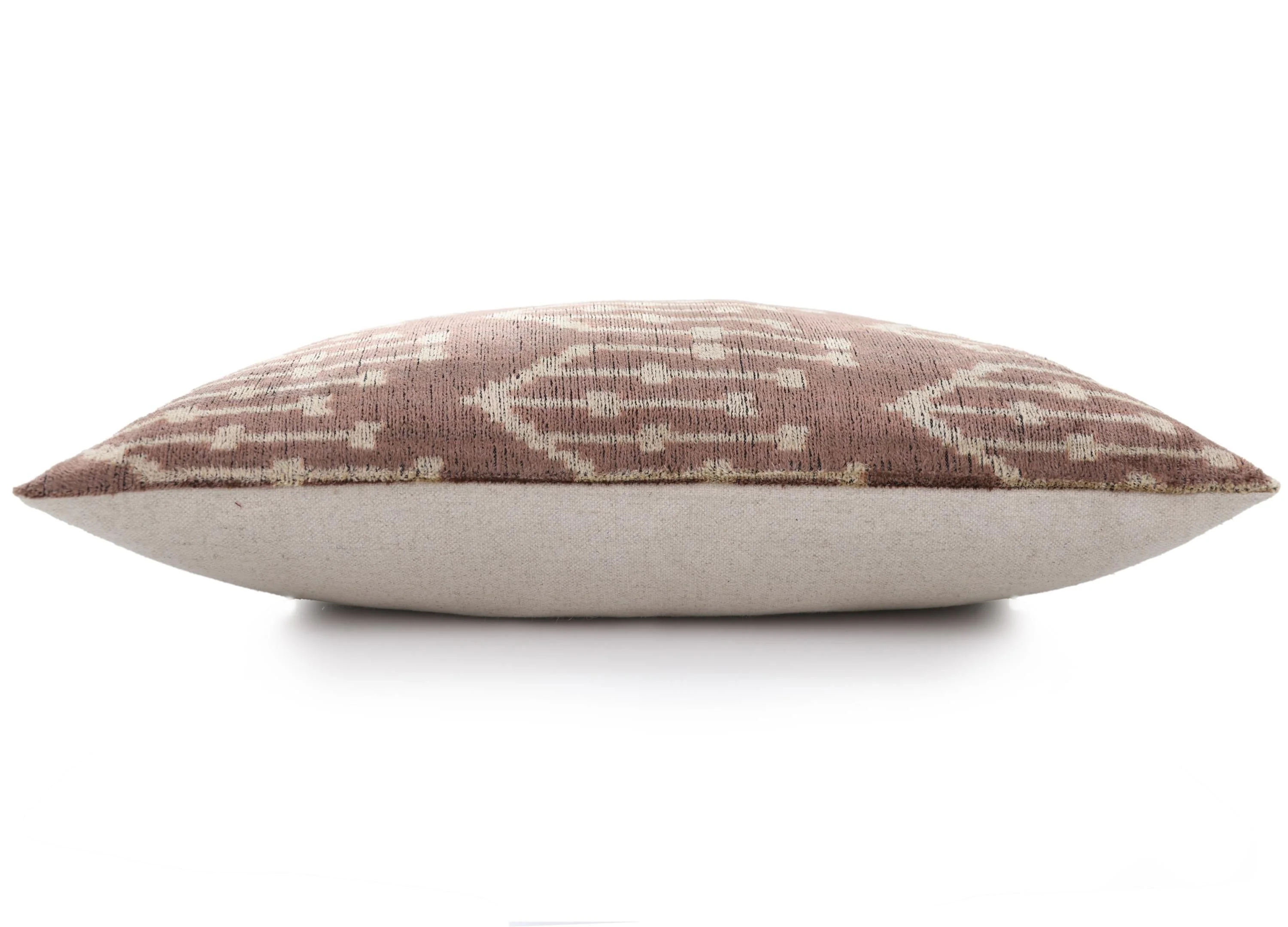 Luxury Silk Velvet Ikat Throw Pillow 16x24 – Taupe & Blush Handmade - Image 3