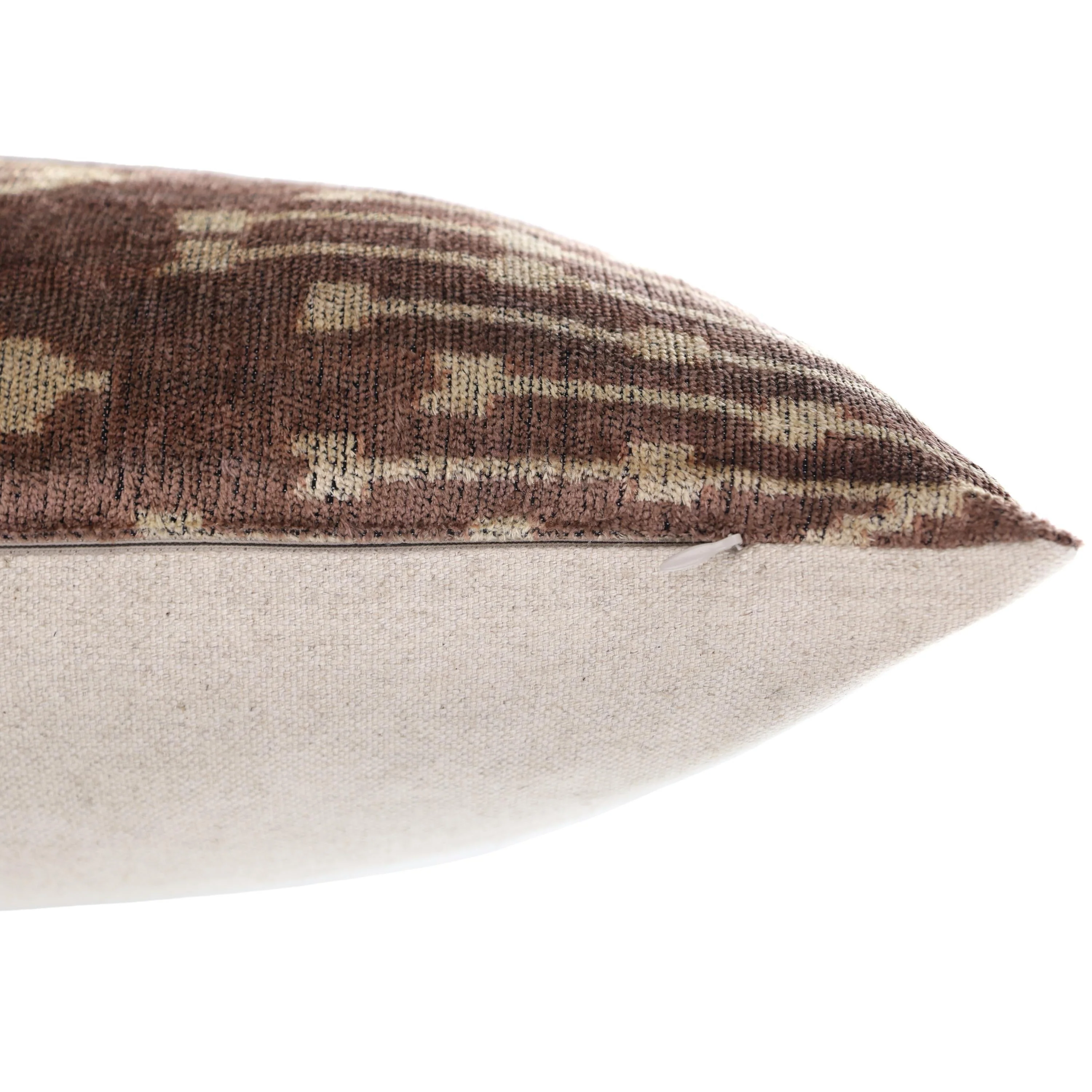 Luxury Silk Velvet Ikat Throw Pillow 16x24 – Taupe & Blush Handmade - Image 6