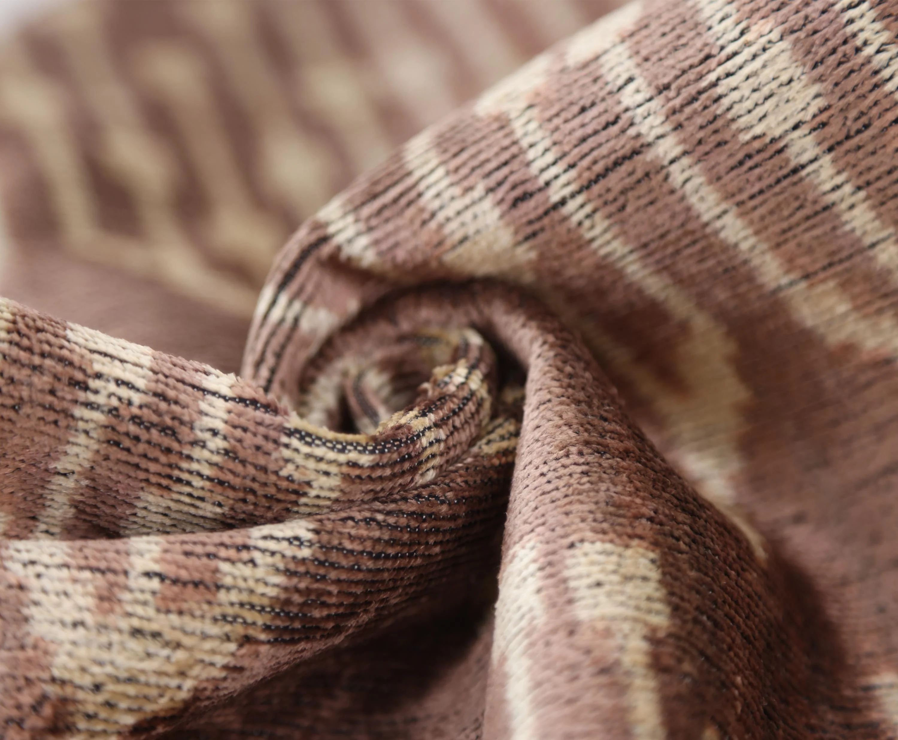 Luxury Silk Velvet Ikat Throw Pillow 16x24 – Taupe & Blush Handmade - Image 7