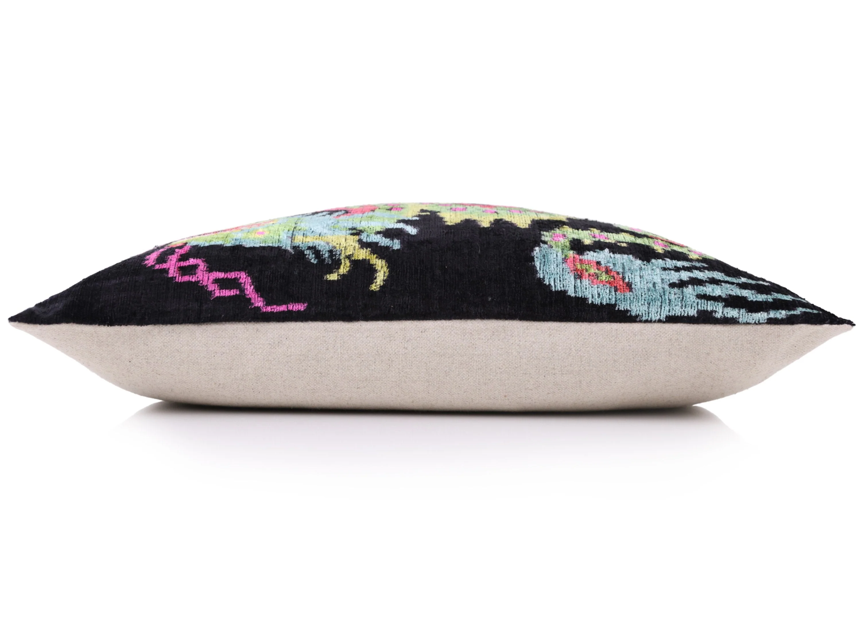 Luxury Silk Velvet Pillow 16x24 – Handmade Black Dragon Lumbar Cushion with Vibrant Colors - Image 3