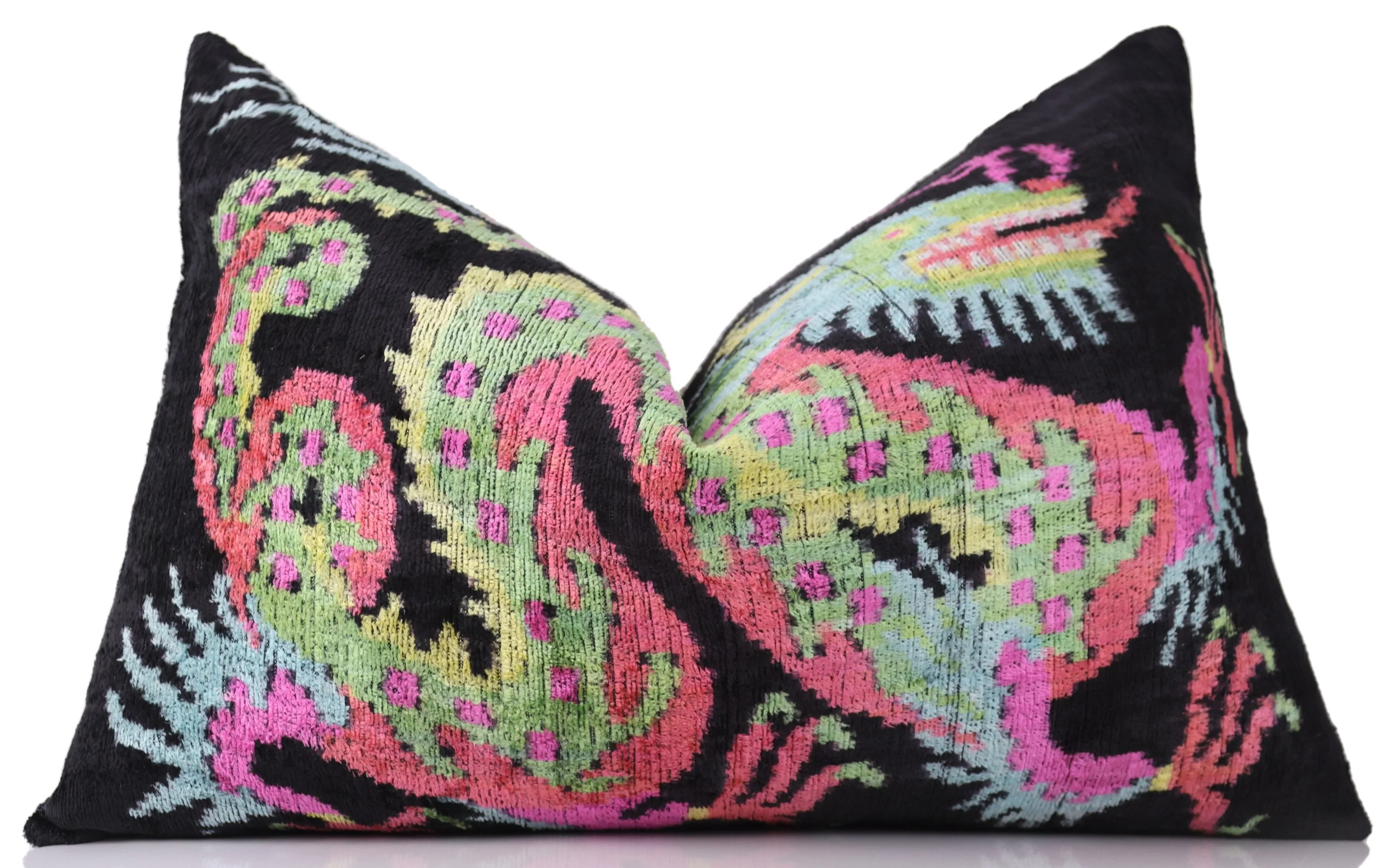 Luxury Silk Velvet Pillow 16x24 – Handmade Black Dragon Lumbar Cushion with Vibrant Colors - Image 5