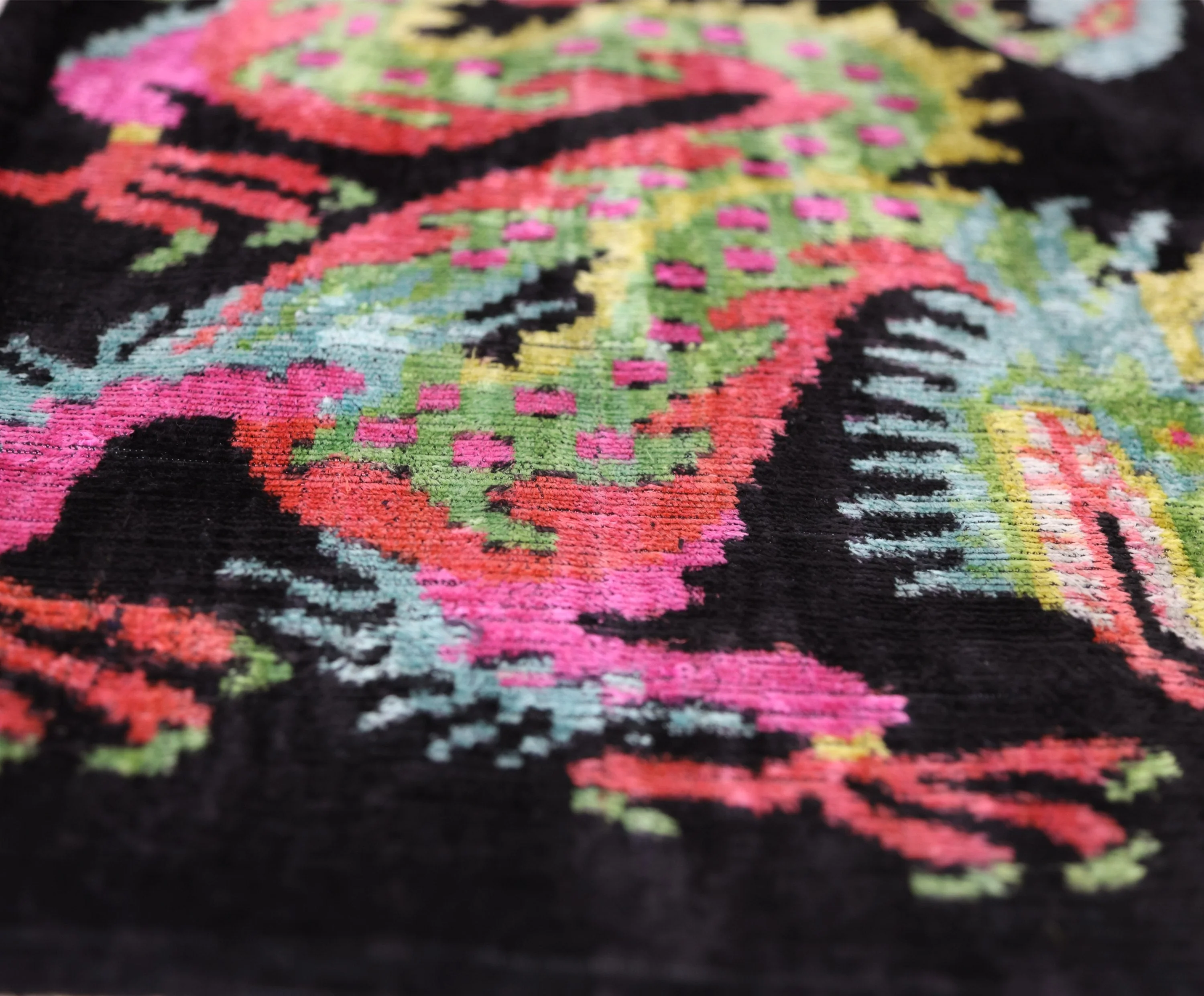 Luxury Silk Velvet Pillow 16x24 – Handmade Black Dragon Lumbar Cushion with Vibrant Colors - Image 7