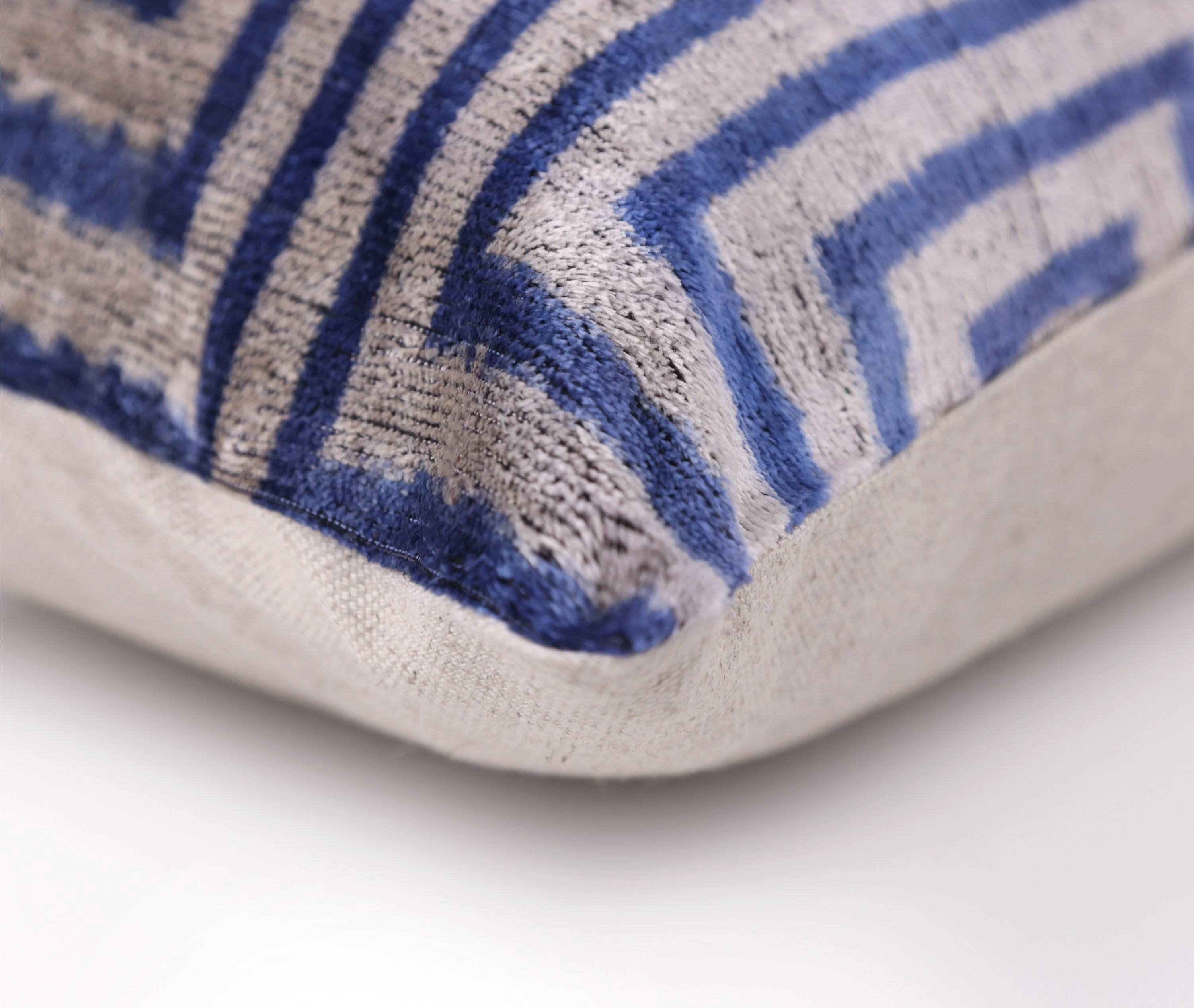 Luxury Silk Velvet Pillow 16x24 – Handmade Blue Geometric Square Lumbar Cushion - Image 8