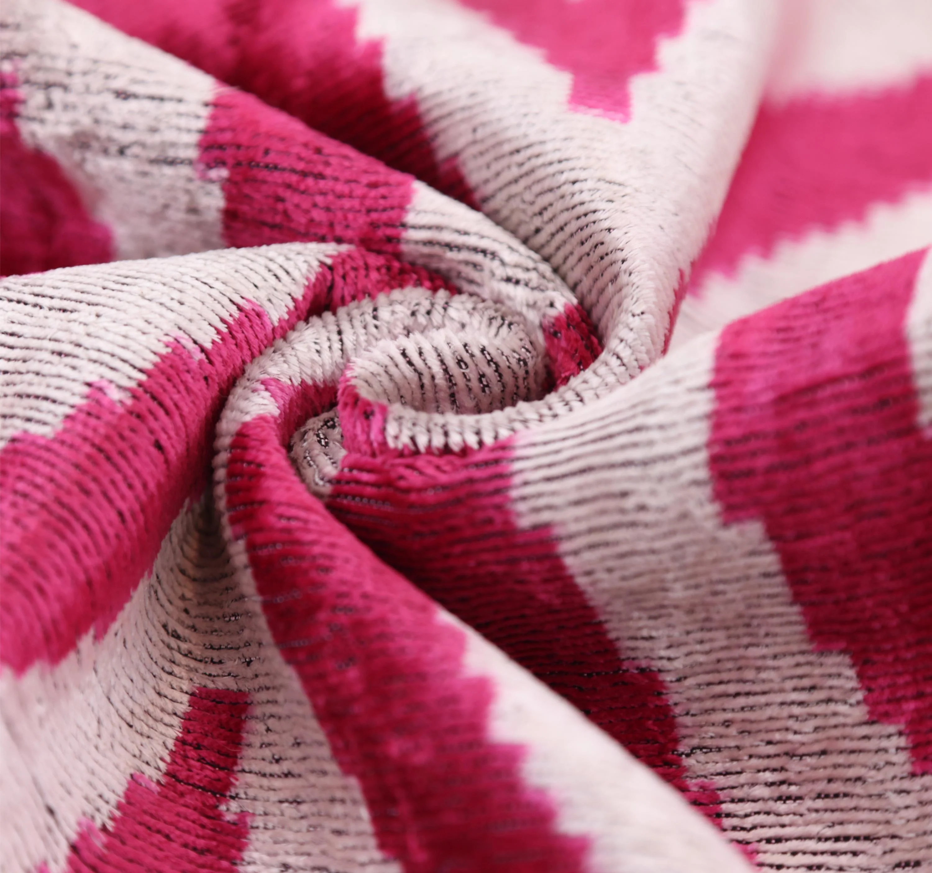 Luxury Silk Velvet Pillow 16x24 – Handmade Fuchsia & Ivory Concentric Lumbar Cushion - Image 2