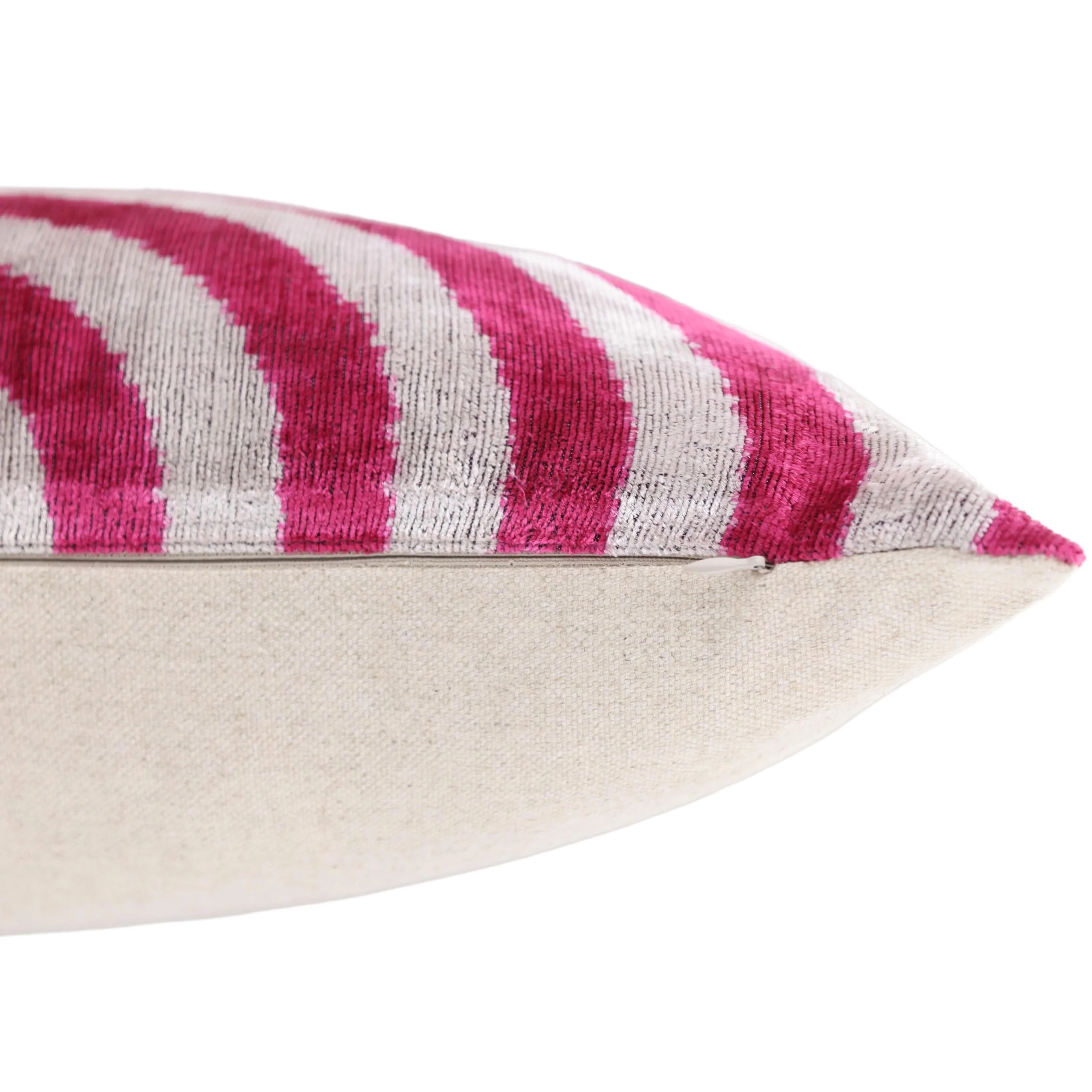 Luxury Silk Velvet Pillow 16x24 – Handmade Fuchsia & Ivory Concentric Lumbar Cushion - Image 6
