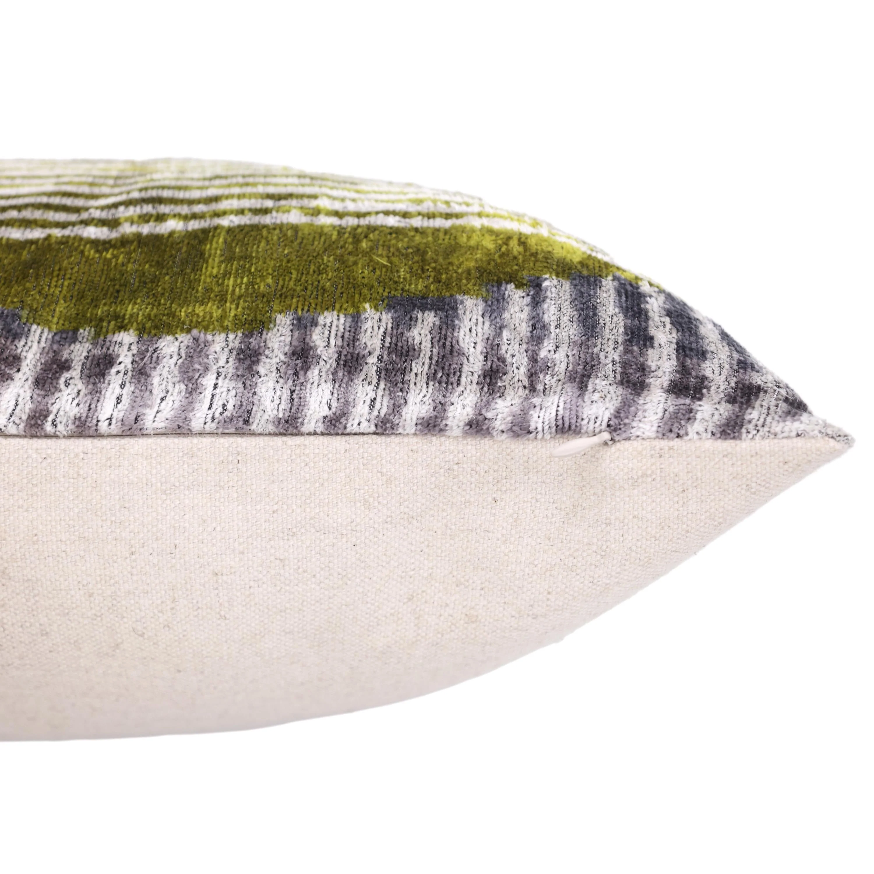 Luxury Silk Velvet Pillow 16x24 – Handmade Green & Gray Geometric Lumbar Cushion - Image 6
