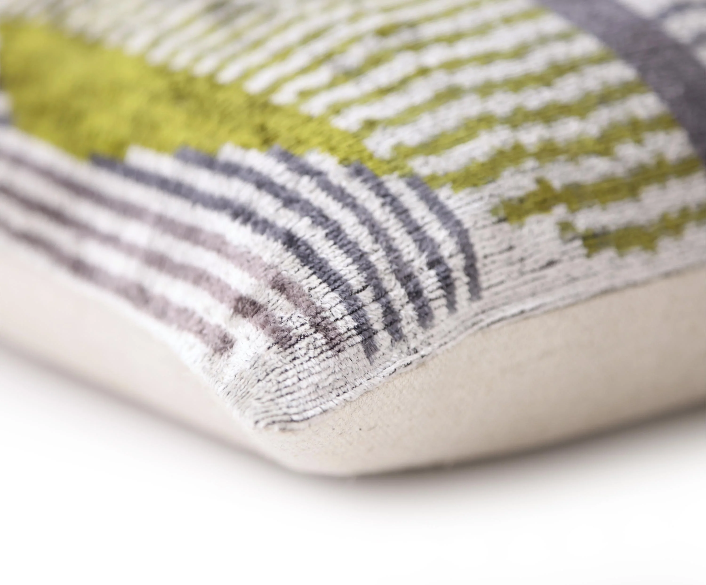 Luxury Silk Velvet Pillow 16x24 – Handmade Green & Gray Geometric Lumbar Cushion - Image 8