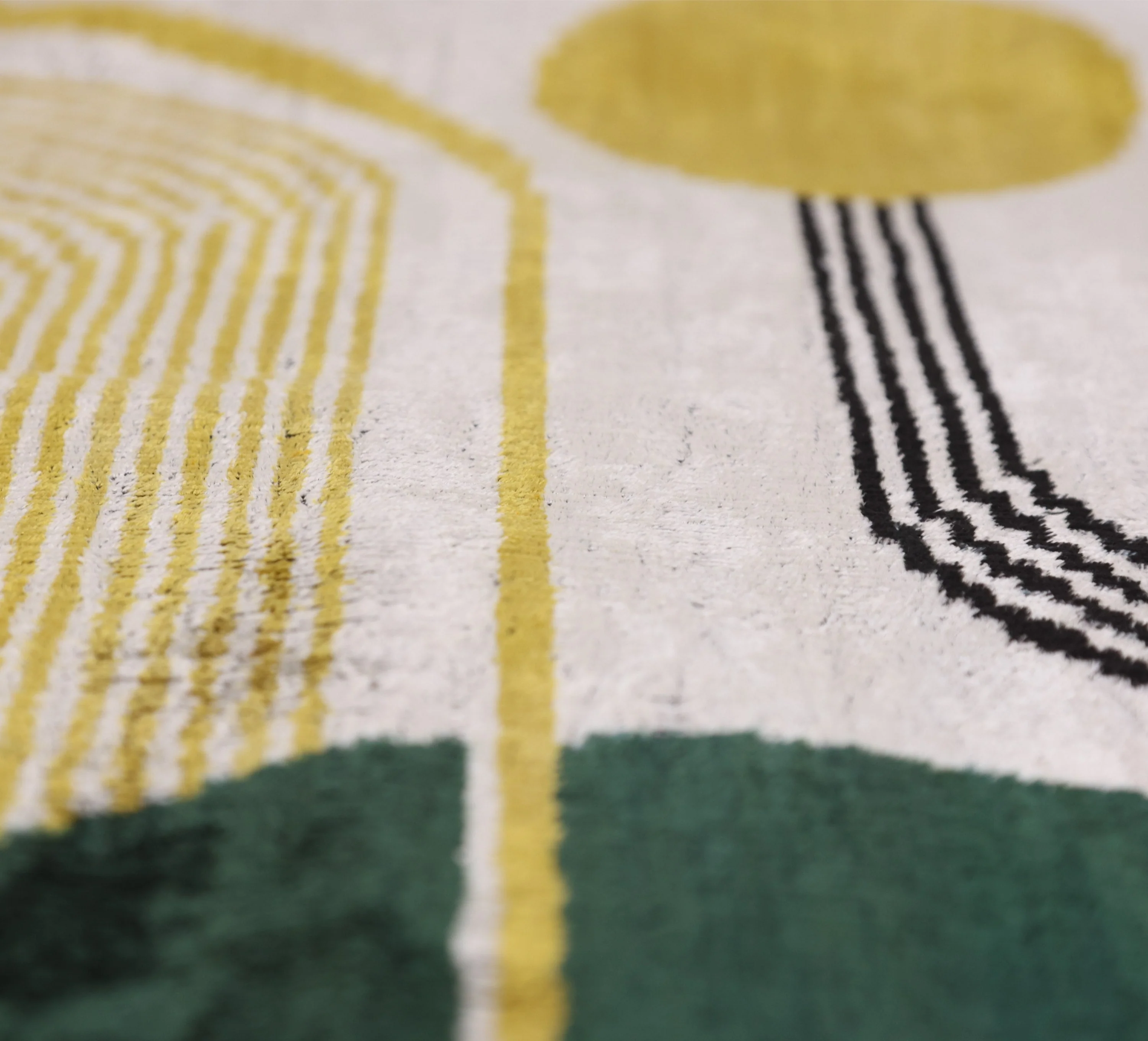 Luxury Silk Velvet Pillow 16x24 – Handmade Modern Geometric Lumbar Cushion in Yellow & Green - Image 4