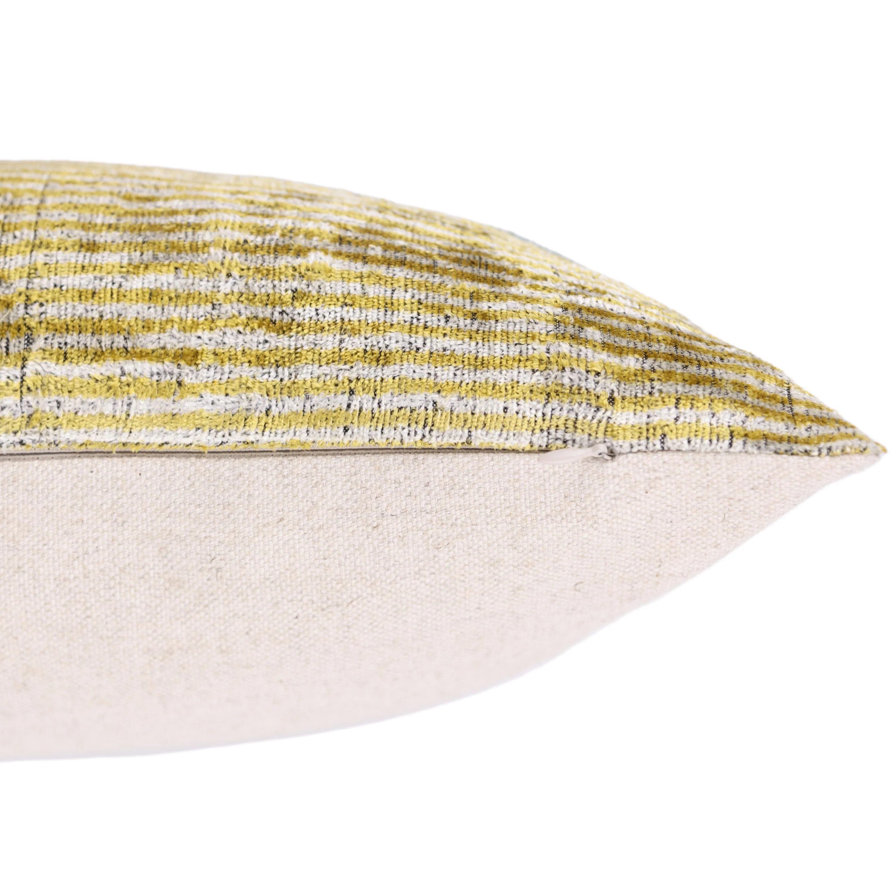 Luxury Silk Velvet Pillow 16x24 – Handmade Modern Geometric Lumbar Cushion in Yellow & Green - Image 6