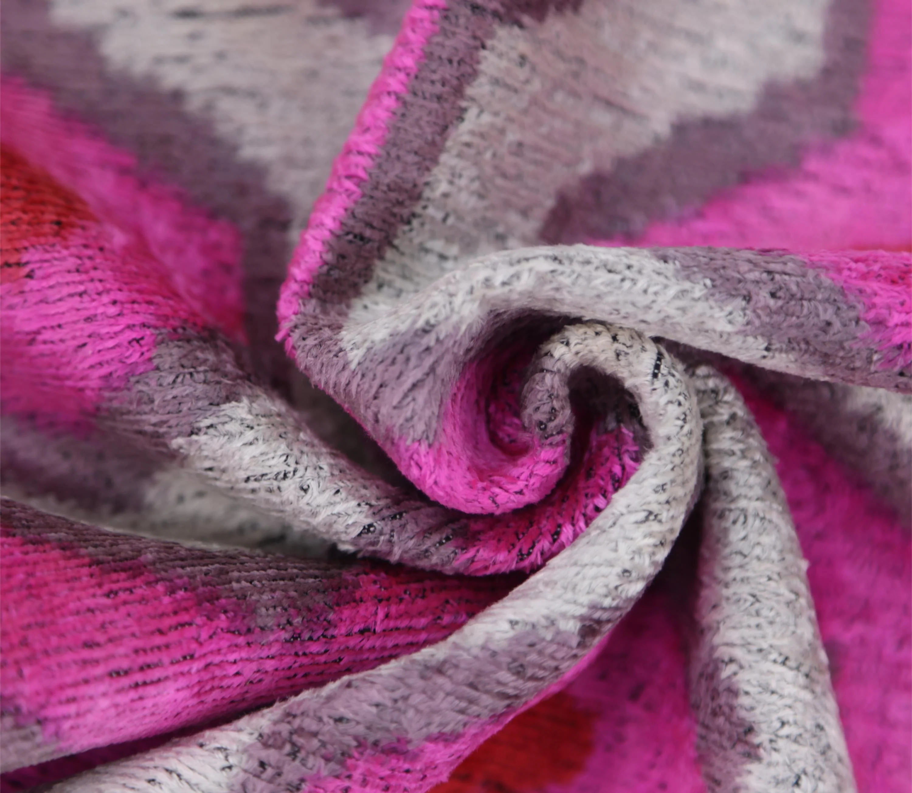 Luxury Silk Velvet Pillow 16x24 – Handmade Pink & Gray Geometric Lumbar Cushion with Red Accents - Image 6