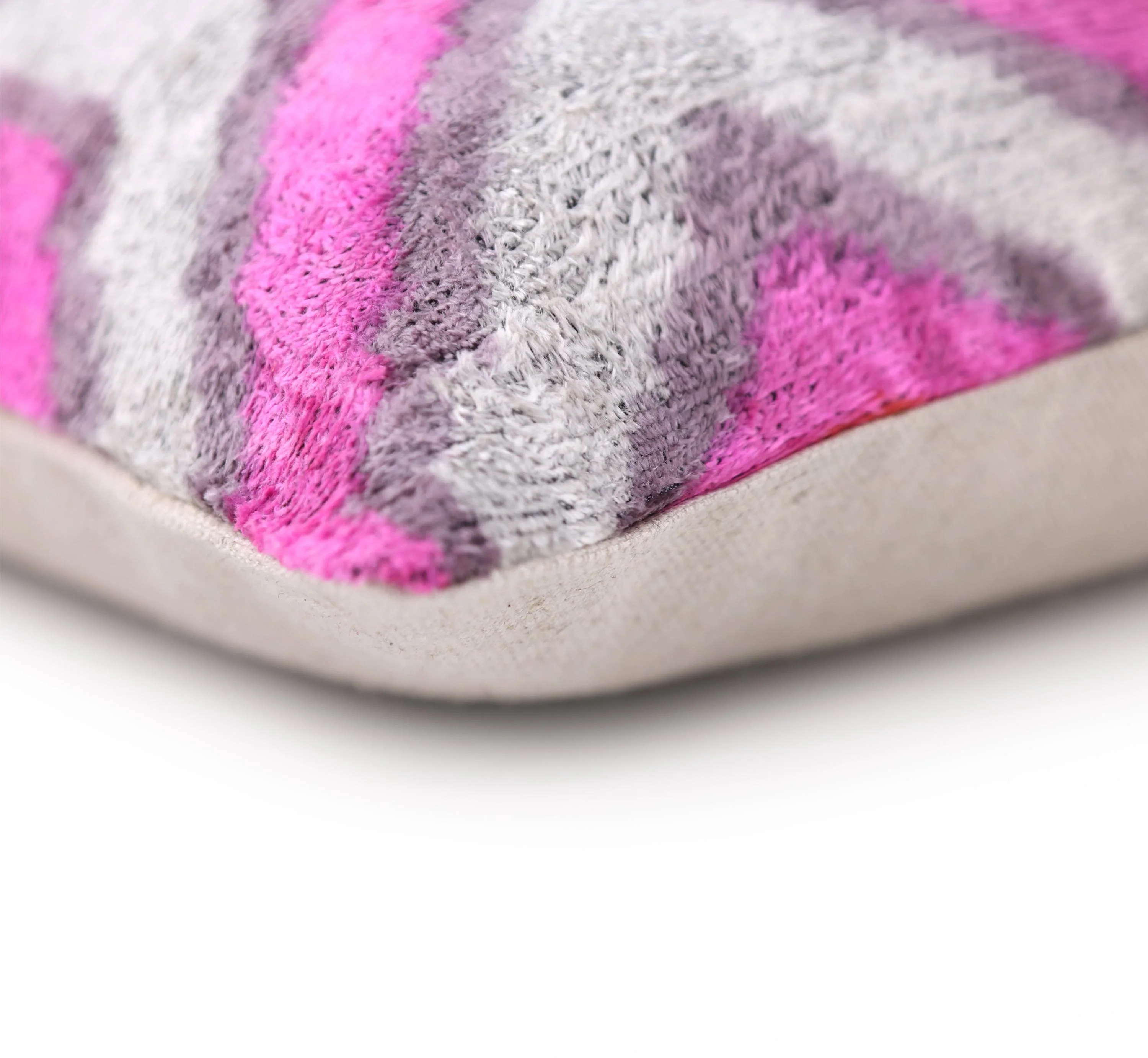 Luxury Silk Velvet Pillow 16x24 – Handmade Pink & Gray Geometric Lumbar Cushion with Red Accents - Image 7