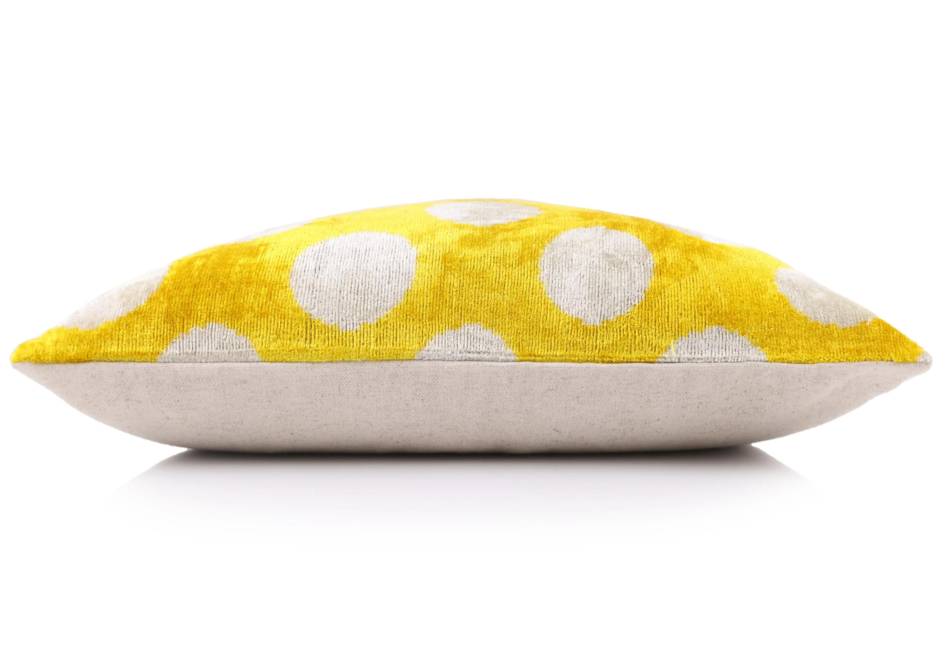 Luxury Silk Velvet Pillow 16x24 – Handmade Yellow Polka Dot Lumbar Cushion - Image 3