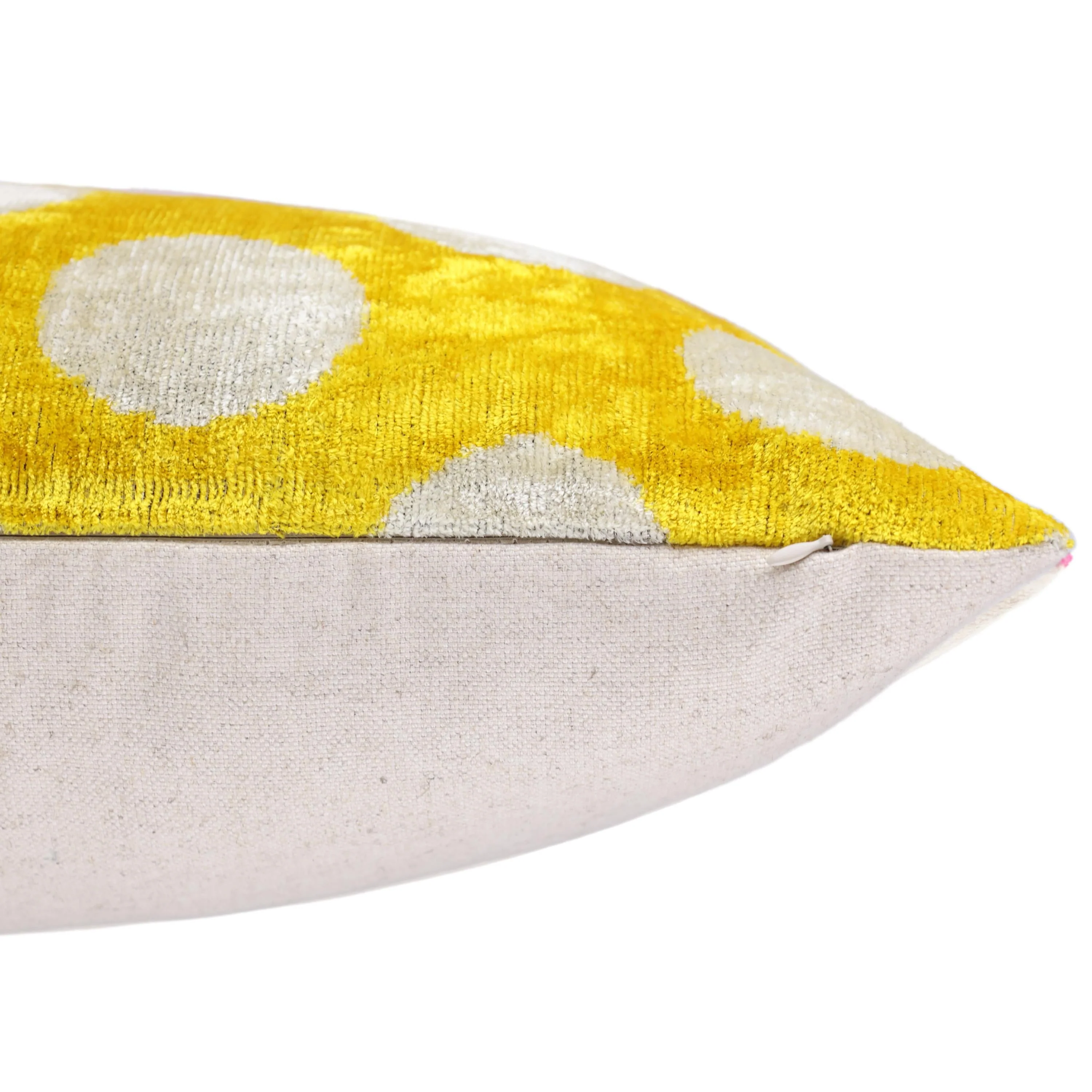 Luxury Silk Velvet Pillow 16x24 – Handmade Yellow Polka Dot Lumbar Cushion - Image 6