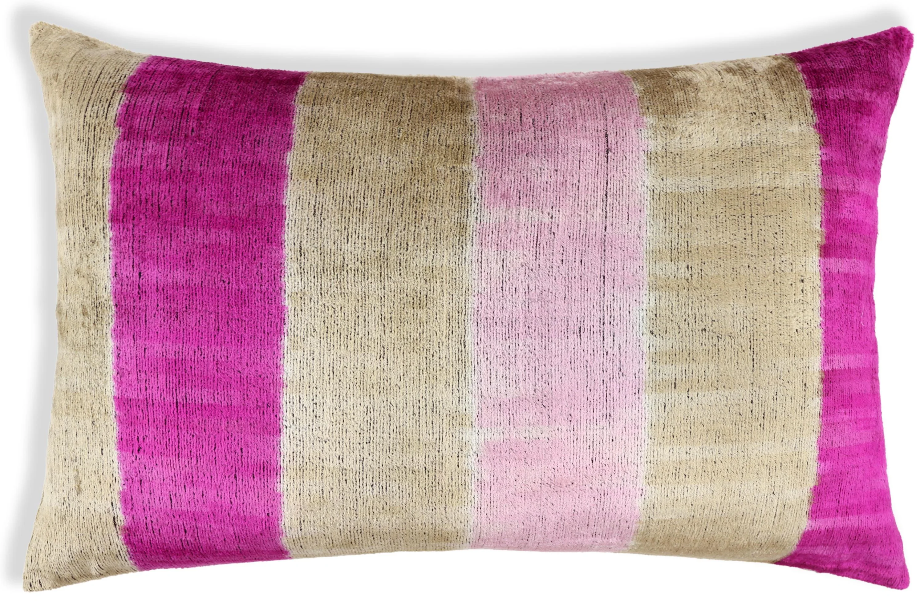 Luxury Silk Velvet Striped Throw Pillow 16x24 – Pink & Beige Handmade - Image 5