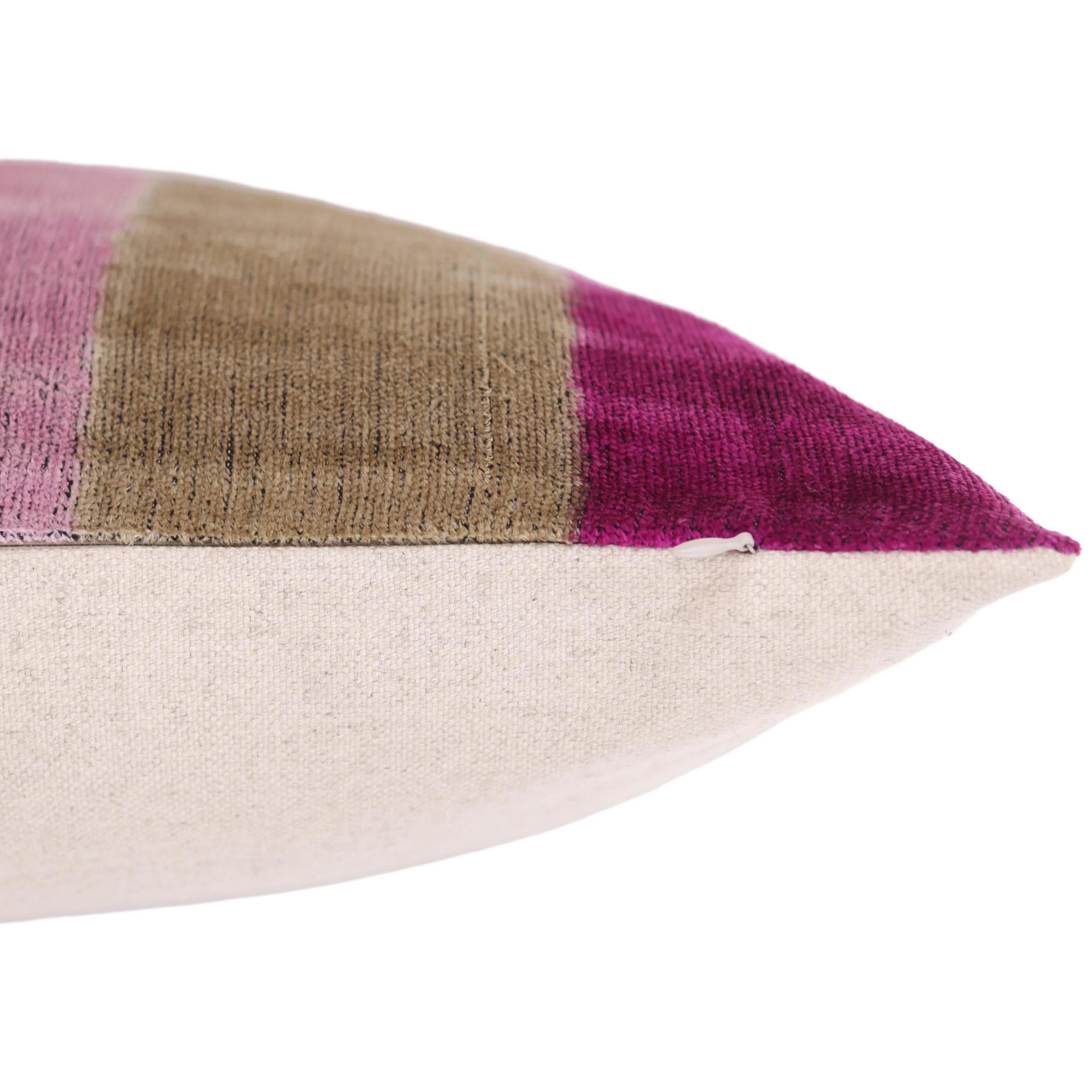 Luxury Silk Velvet Striped Throw Pillow 16x24 – Pink & Beige Handmade - Image 6