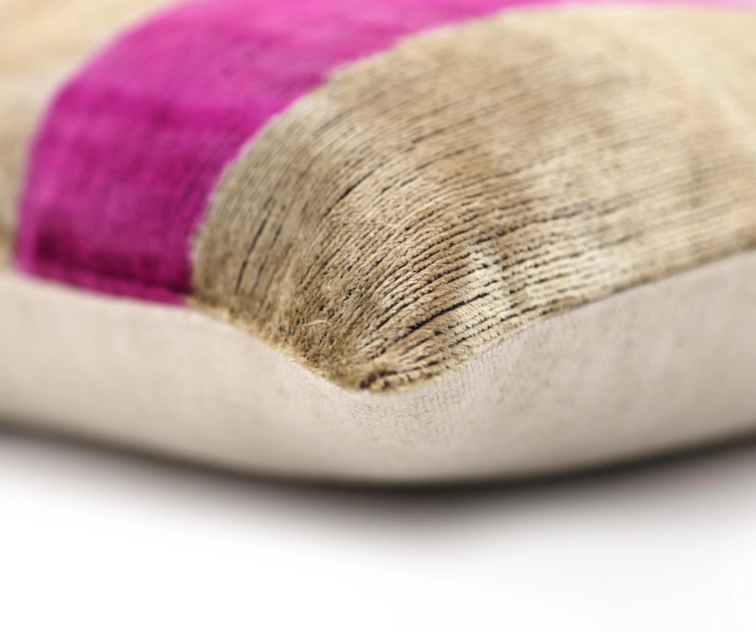 Luxury Silk Velvet Striped Throw Pillow 16x24 – Pink & Beige Handmade - Image 8