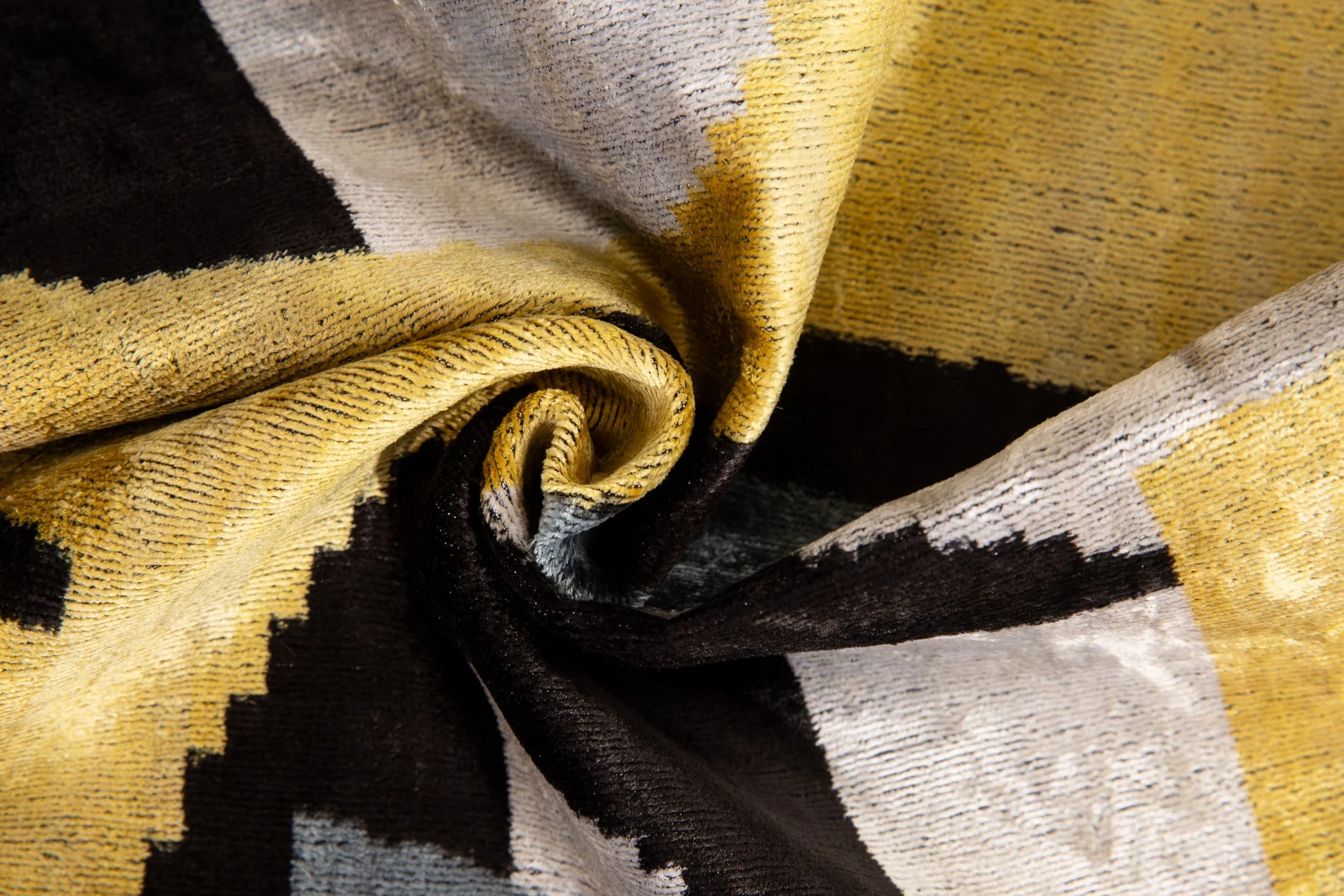 Luxury Silk Velvet Throw Pillow - Gold, Black, Gray, and Ivory Abstract Design, 20x20 in - Image 2
