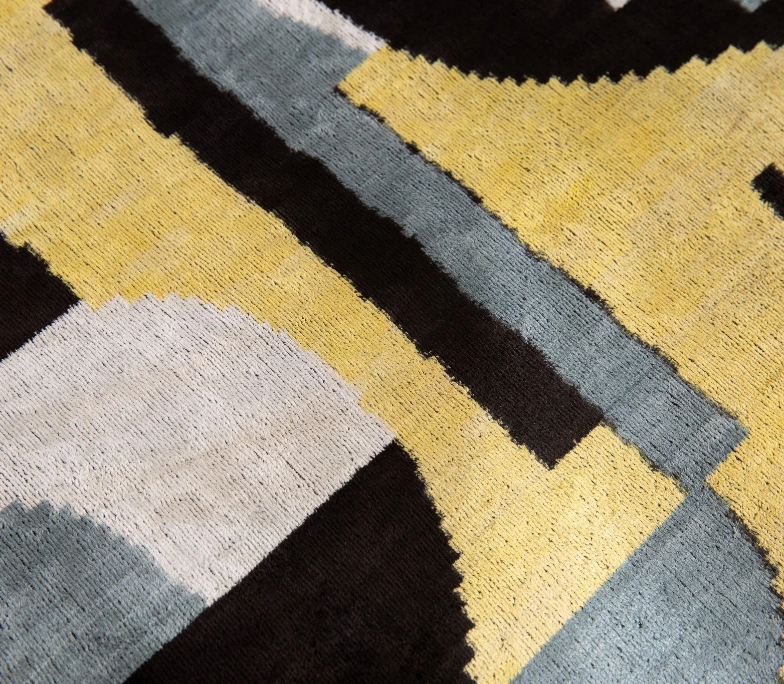 Luxury Silk Velvet Throw Pillow - Gold, Black, Gray, and Ivory Abstract Design, 20x20 in - Image 4
