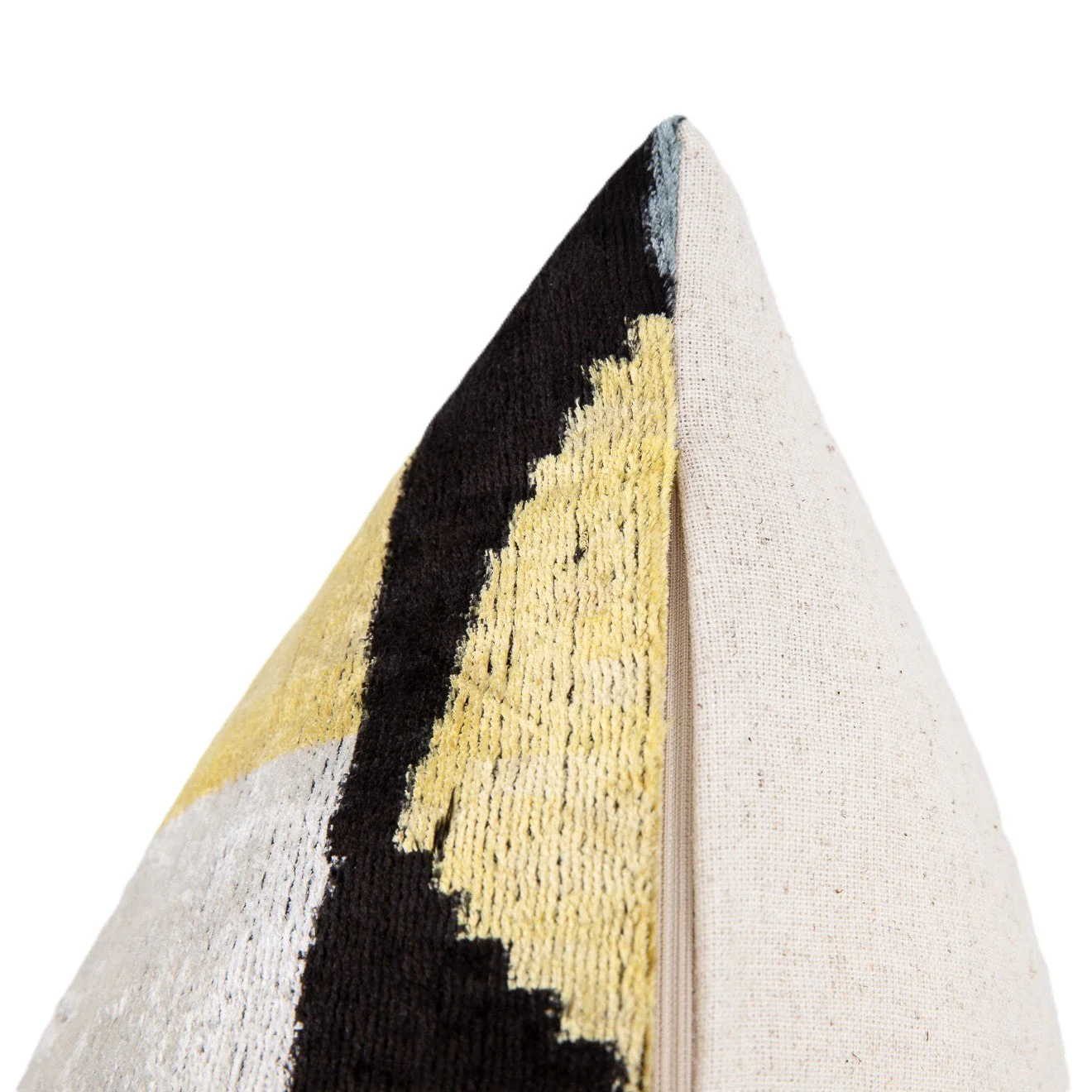 Luxury Silk Velvet Throw Pillow - Gold, Black, Gray, and Ivory Abstract Design, 20x20 in - Image 5