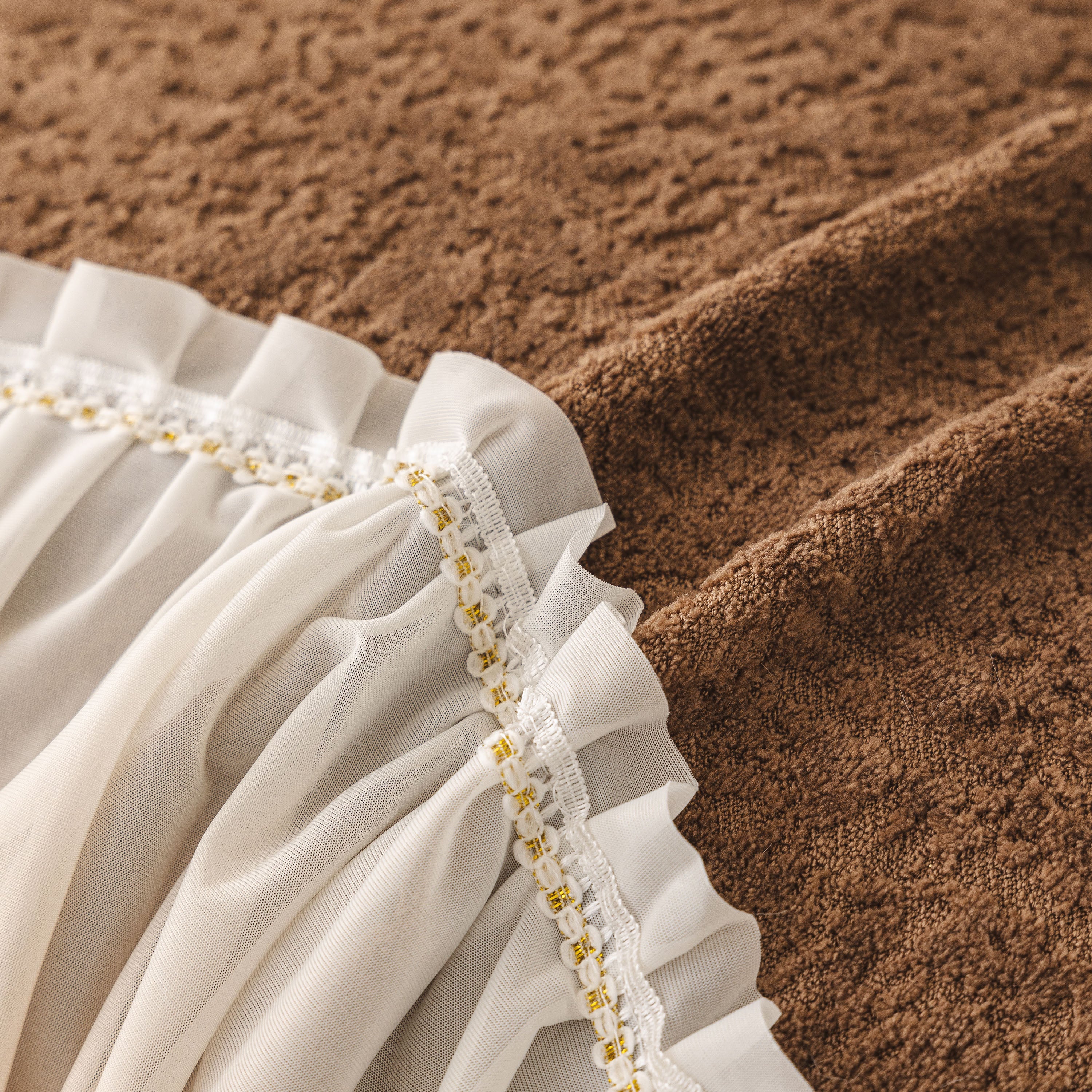 Luxury Sofa Throw Cover with Elegant Ruffled Skirt, Soft Decorative Couch Protector - Image 12