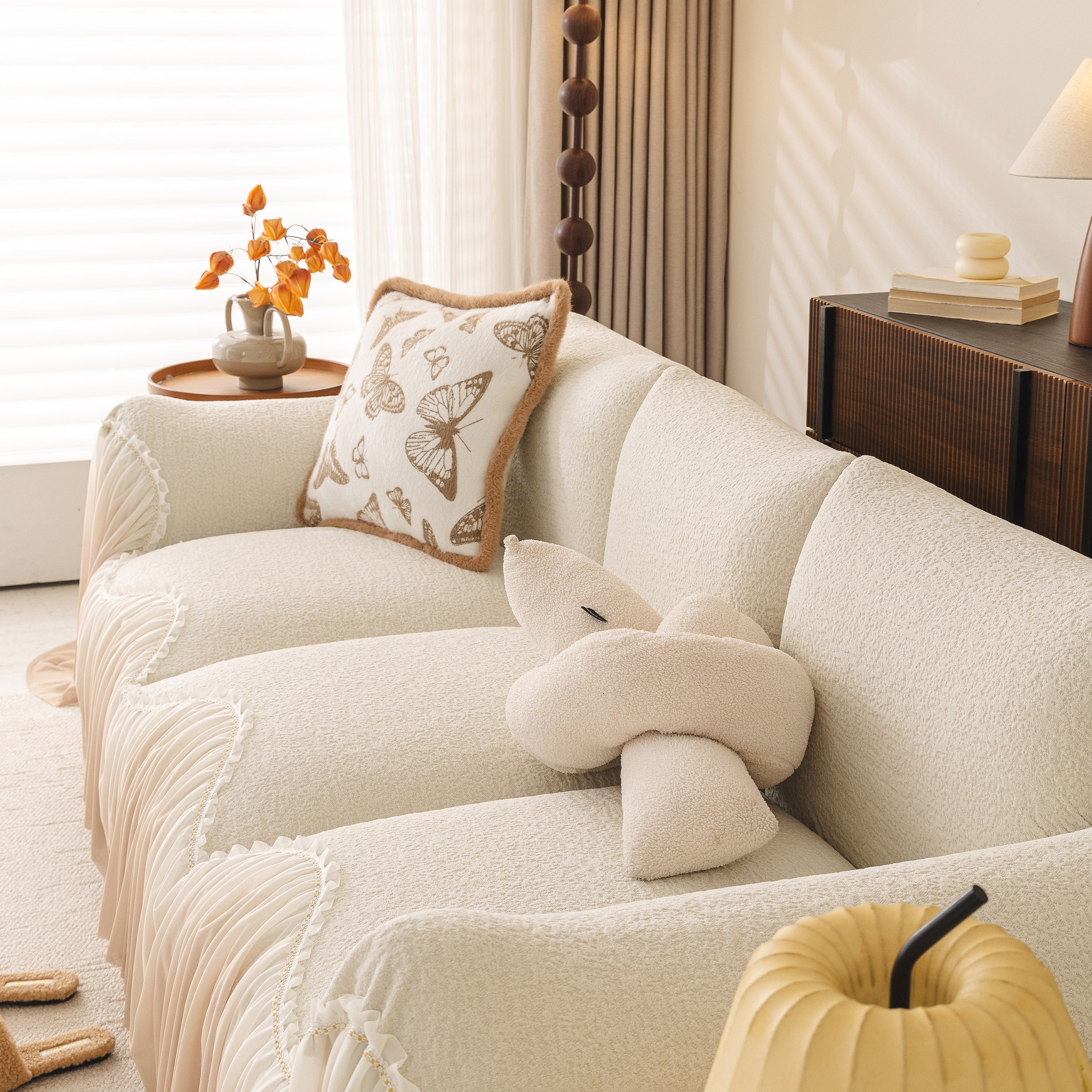 Luxury Sofa Throw Cover with Elegant Ruffled Skirt, Soft Decorative Couch Protector - Image 26