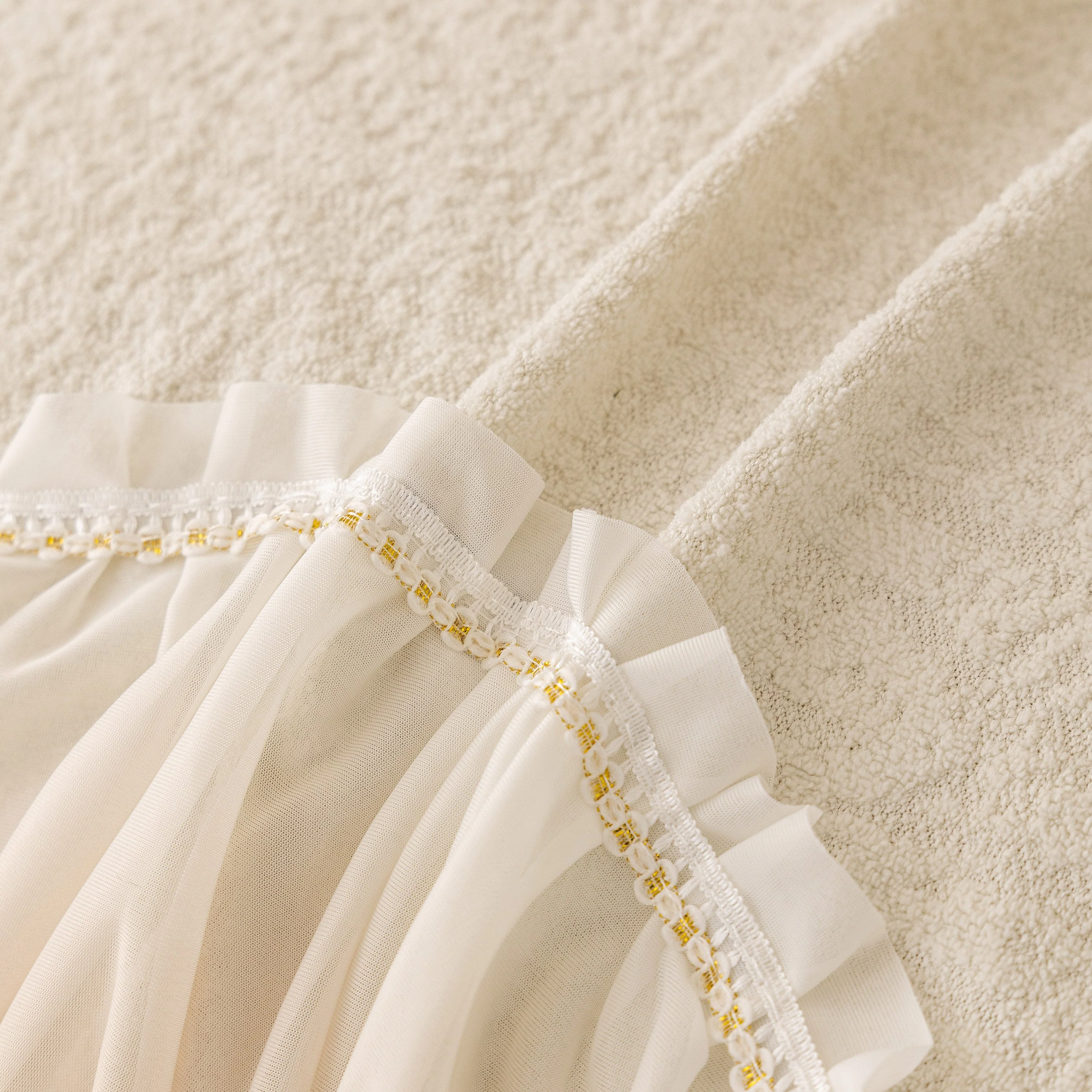 Luxury Sofa Throw Cover with Elegant Ruffled Skirt, Soft Decorative Couch Protector - Image 32