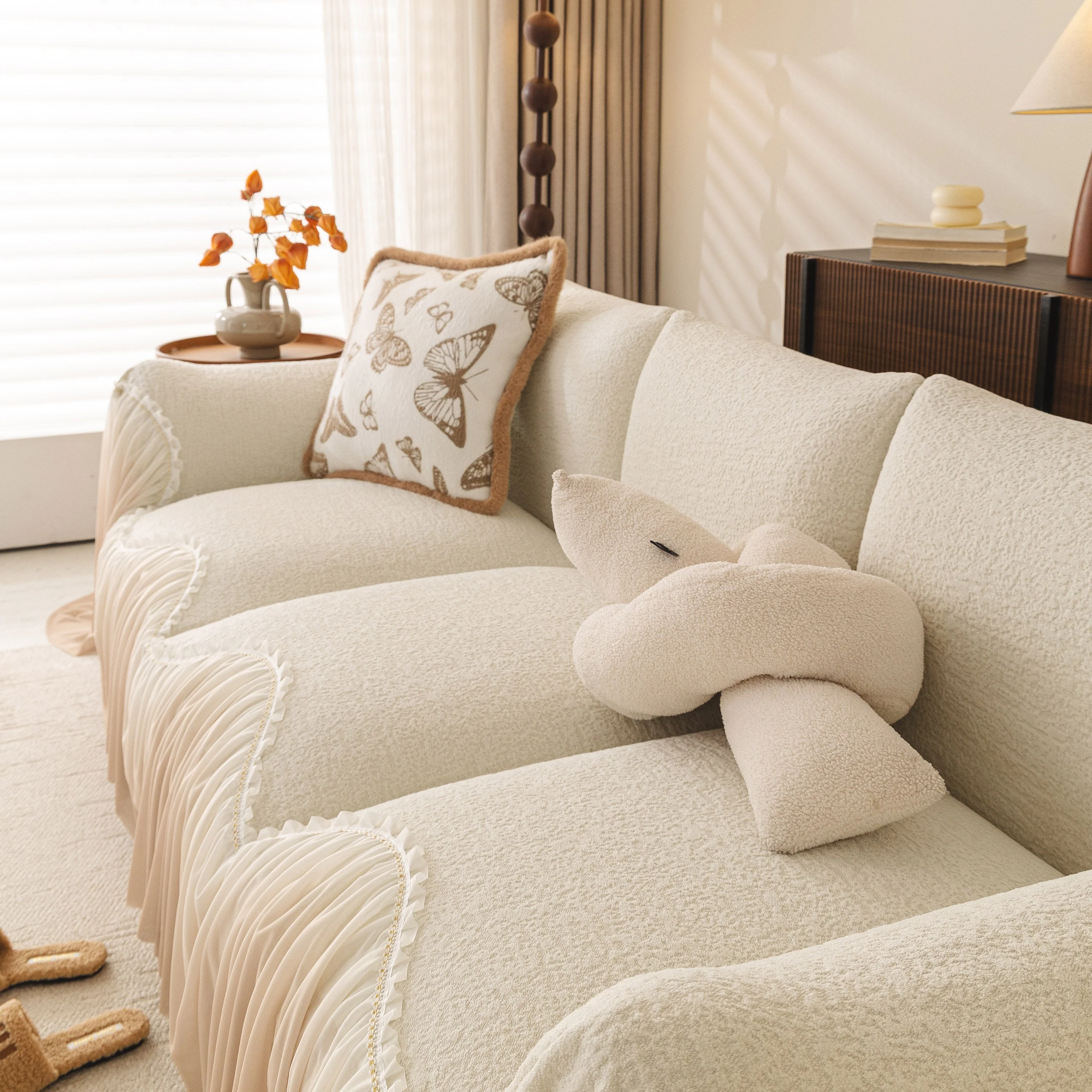 Luxury Sofa Throw Cover with Elegant Ruffled Skirt, Soft Decorative Couch Protector - Image 39