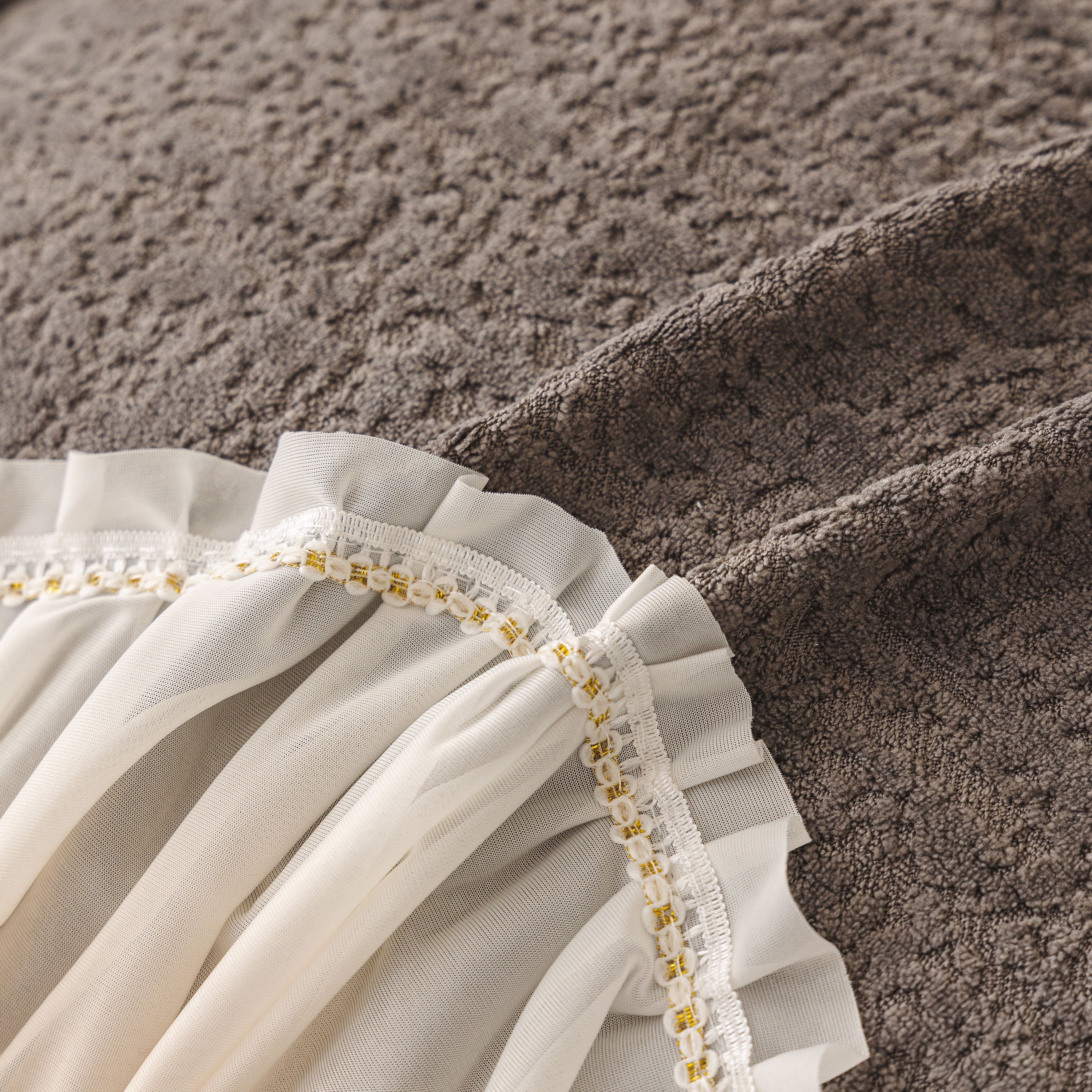 Luxury Sofa Throw Cover with Elegant Ruffled Skirt, Soft Decorative Couch Protector - Image 56