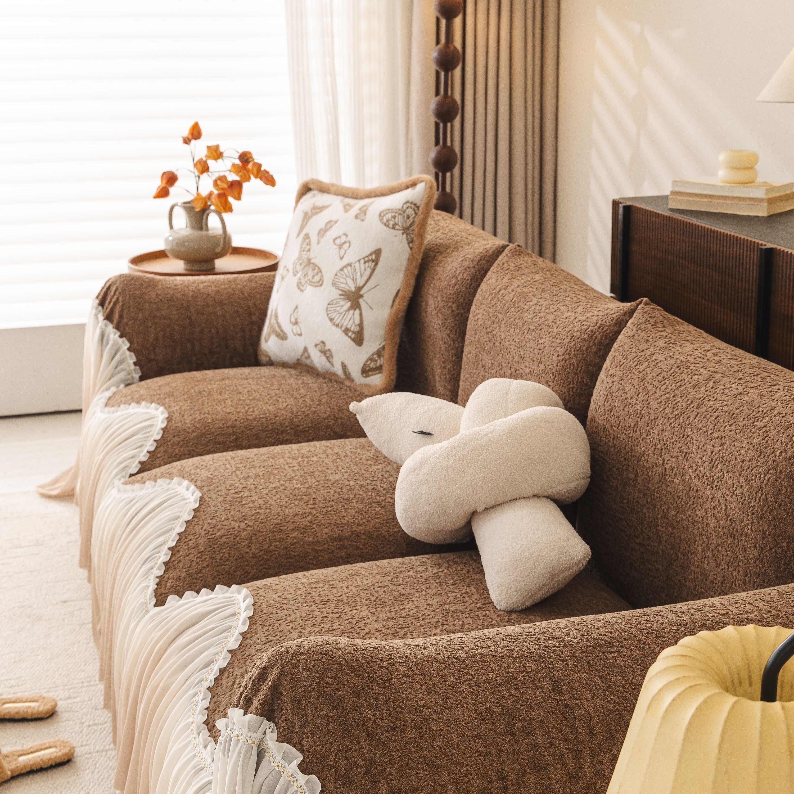 Luxury Sofa Throw Cover with Elegant Ruffled Skirt, Soft Decorative Couch Protector - Image 7