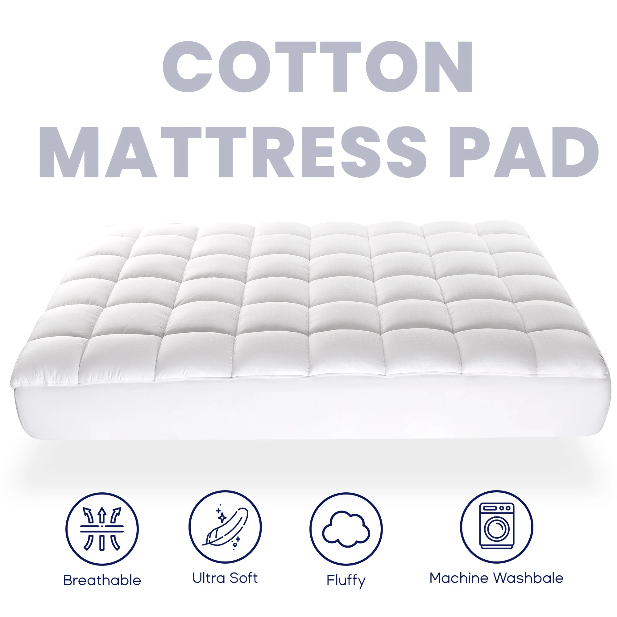 Luxury Thick Cotton Mattress Pad White Soft - Image 7