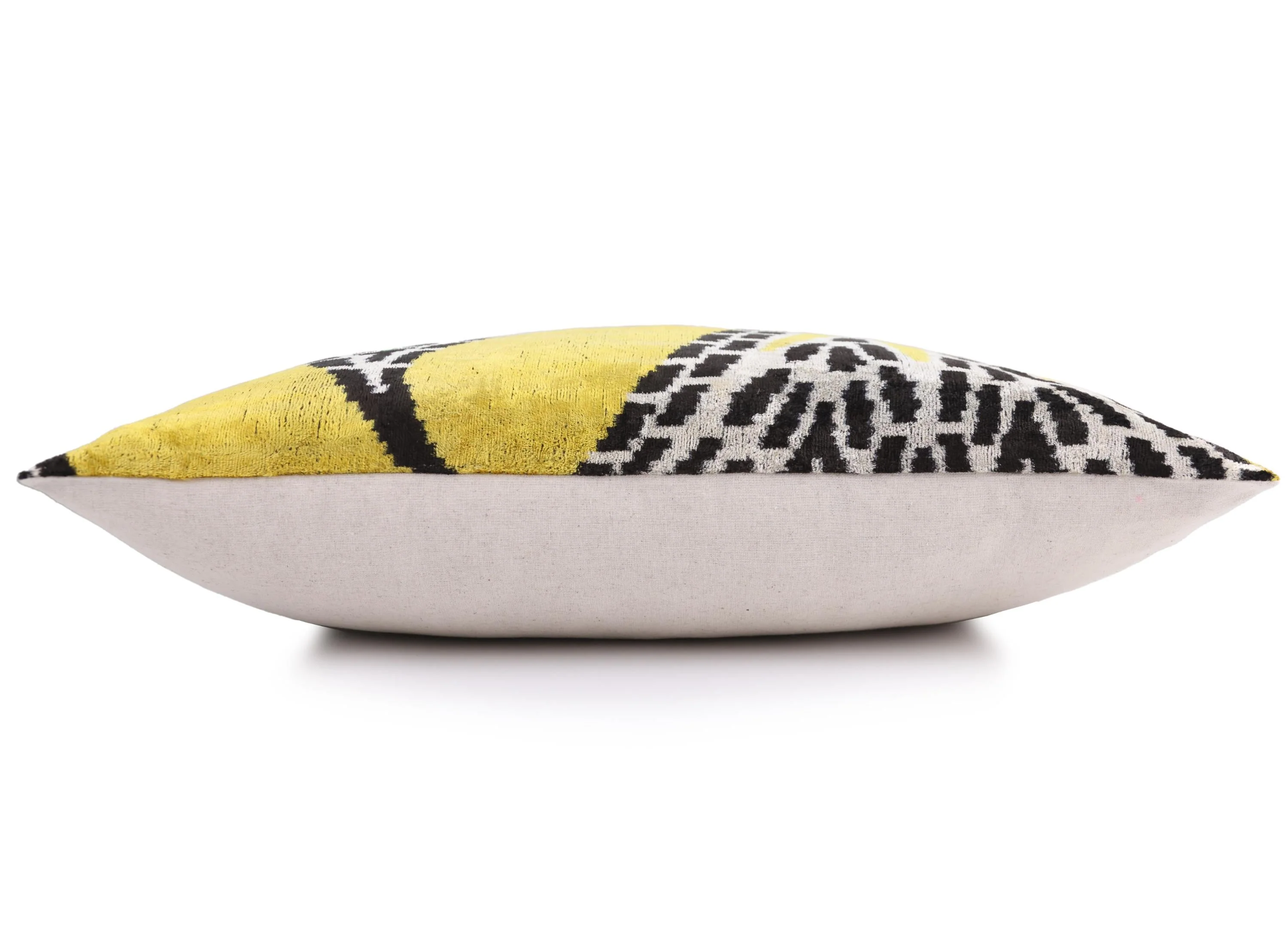 Luxury Yellow Silk Velvet Throw Pillow 16x24 – Handmade Geometric Designer Lumbar - Image 3