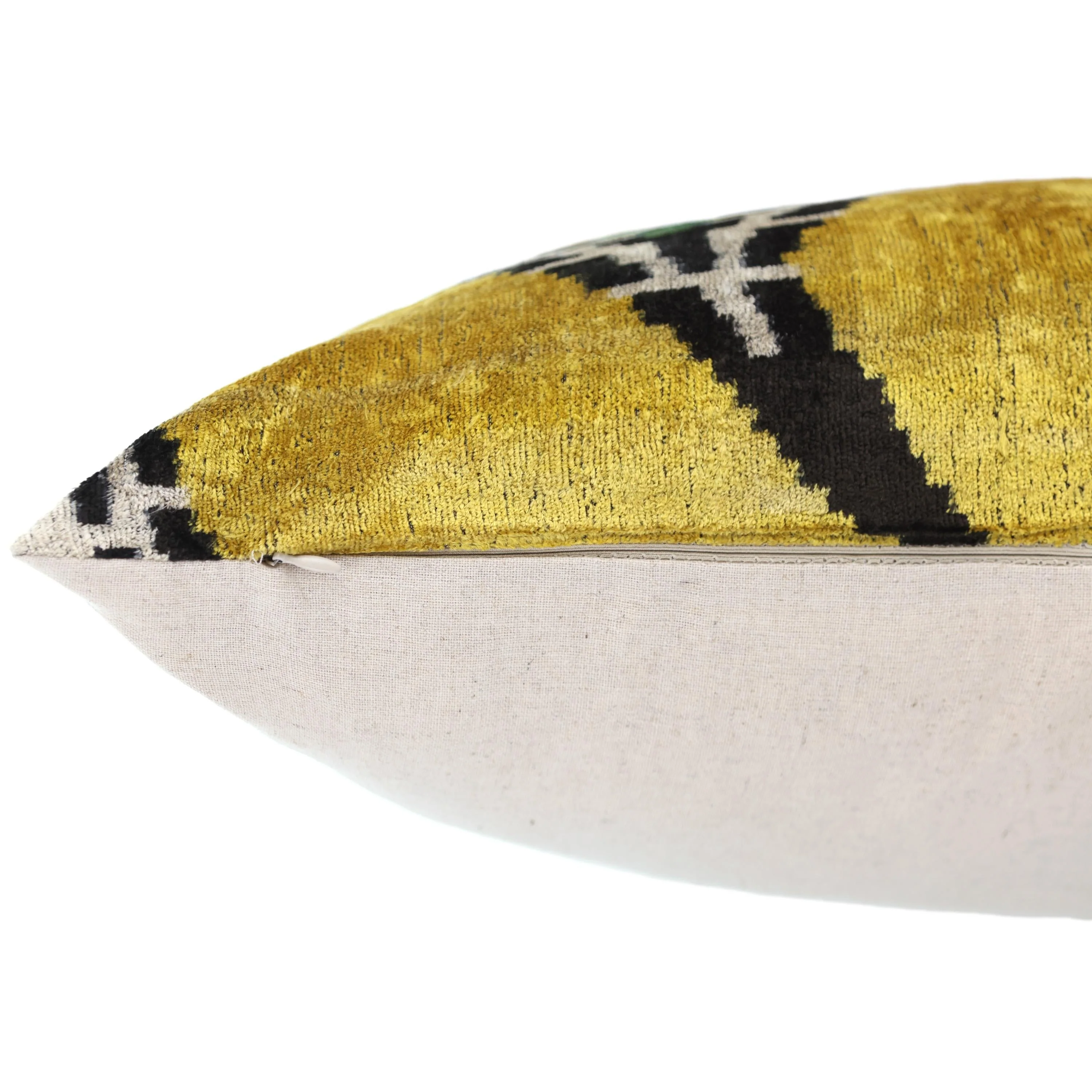 Luxury Yellow Silk Velvet Throw Pillow 16x24 – Handmade Geometric Designer Lumbar - Image 6