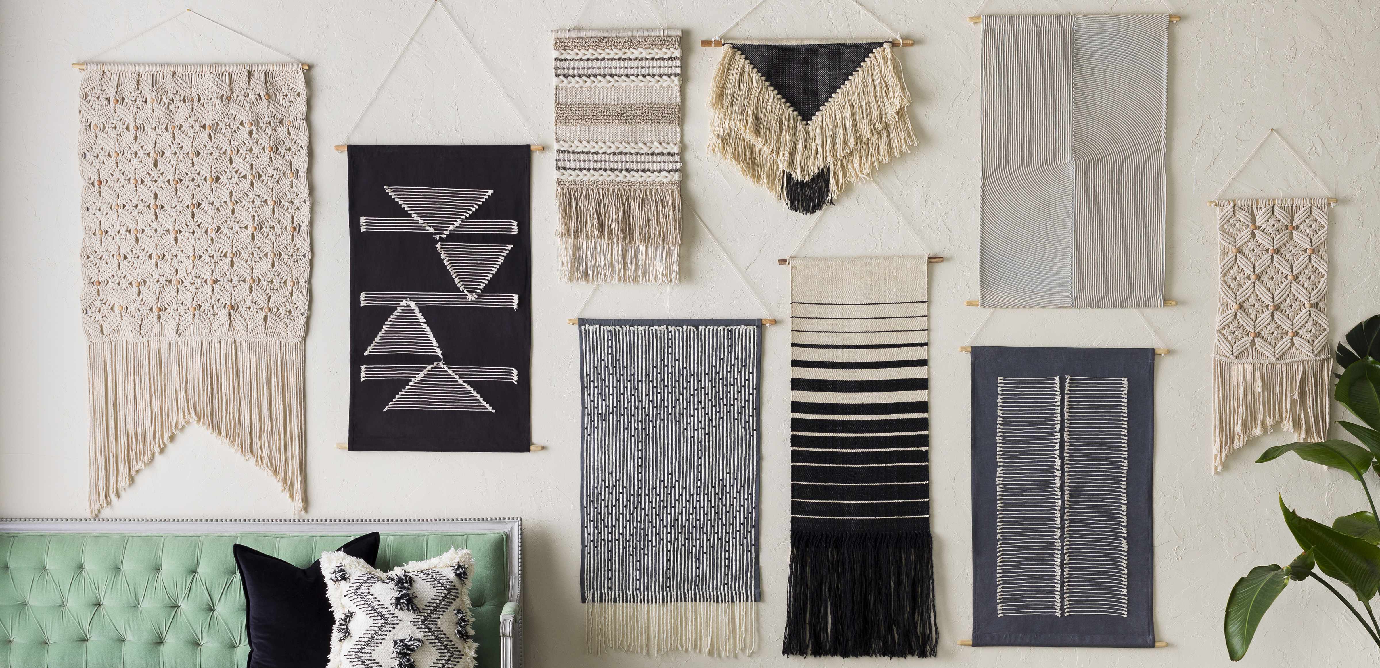 Lyndell Gray and Beige Geometric Wall Hanging - Image 2