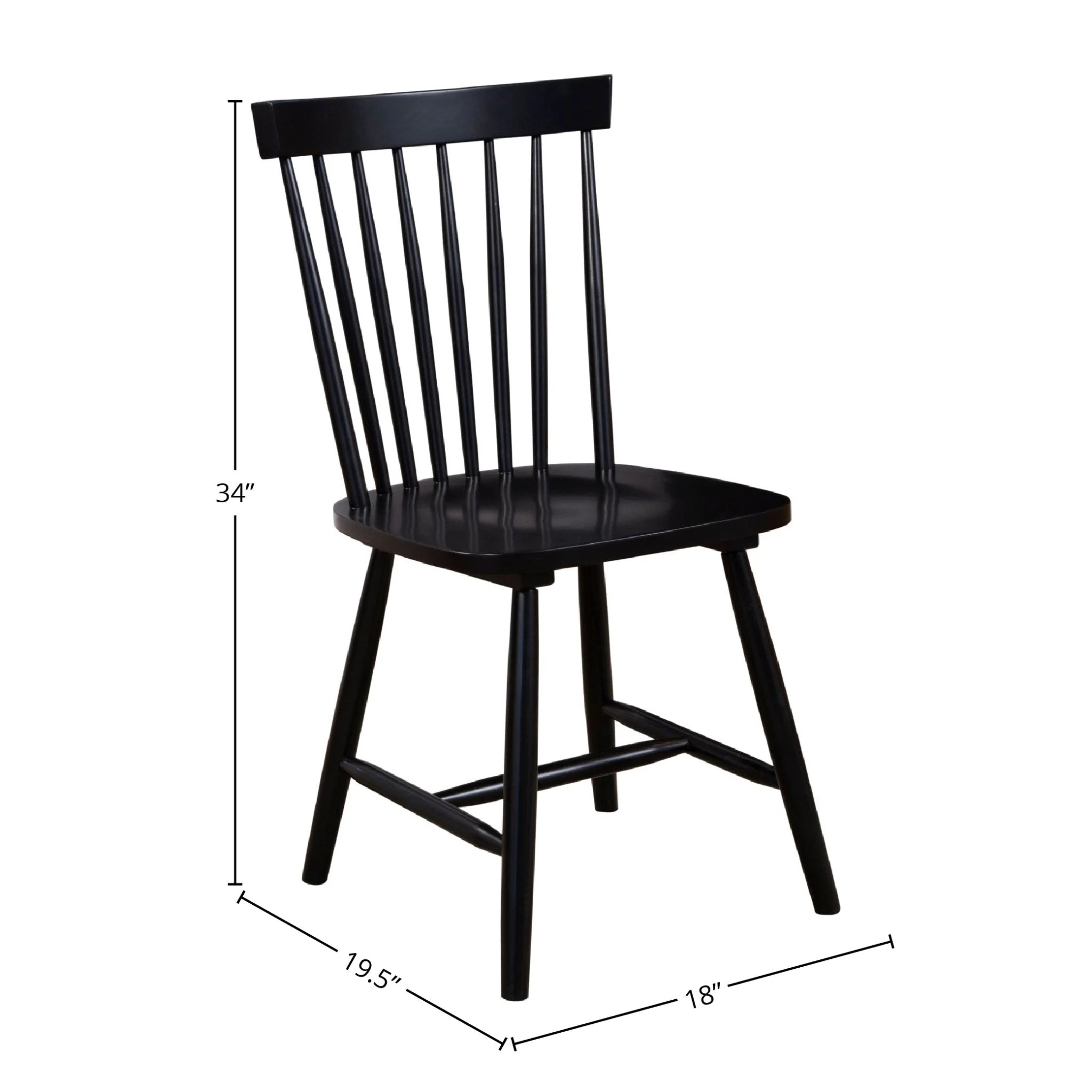 Lyra Set of 2 Windsor Chairs, Black - Image 4