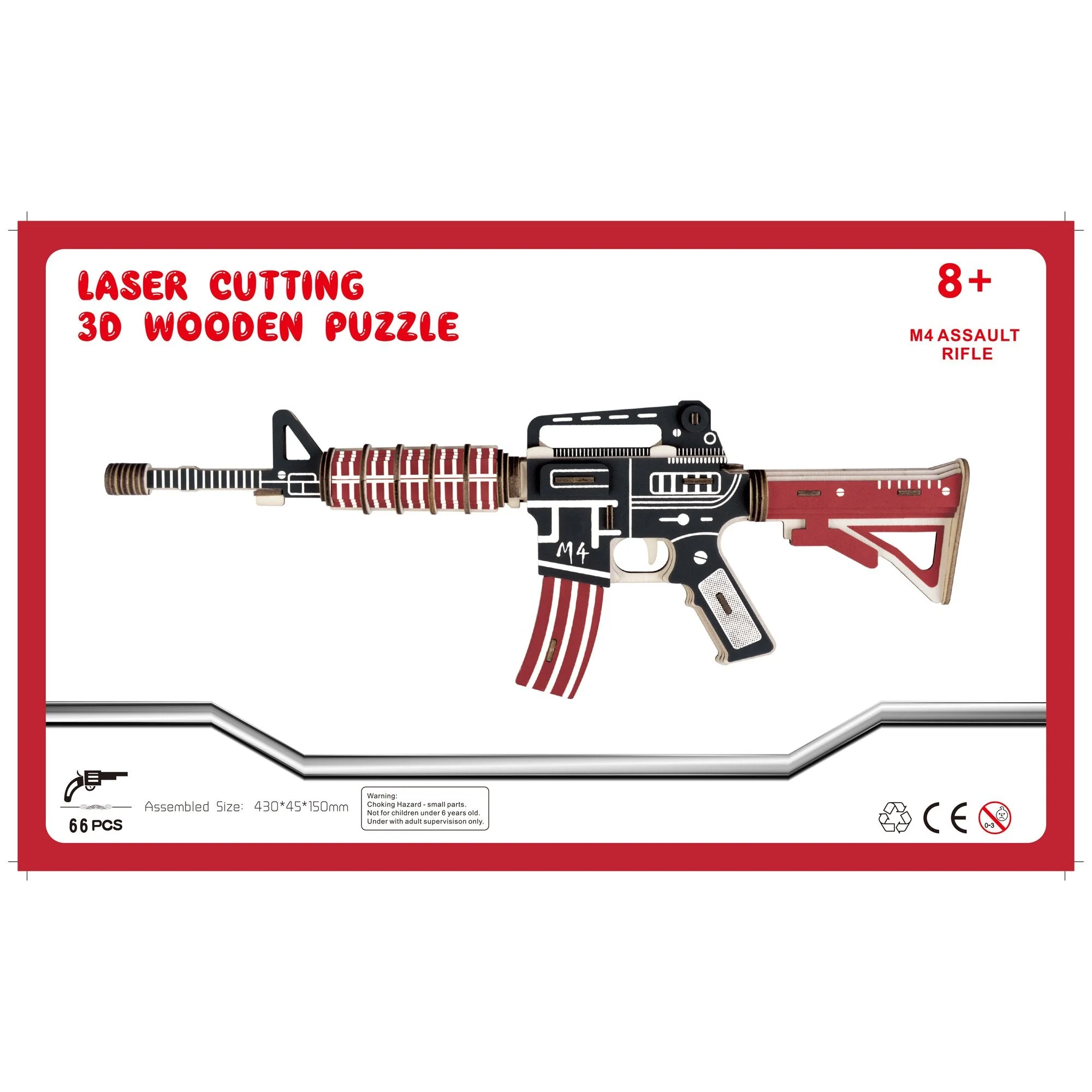 M4 AR-15 Model Kit - Wooden Laser-Cut 3D Puzzle (66 Pcs) - Image 3