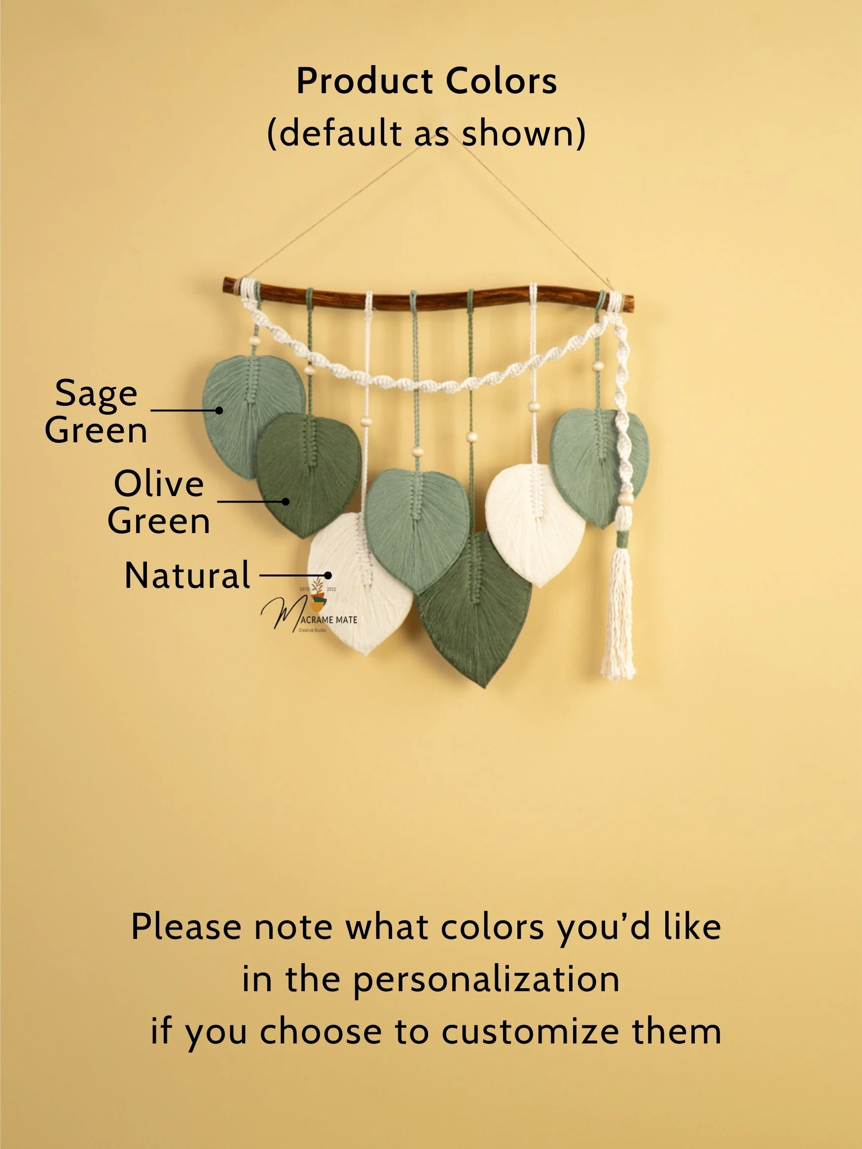 Macrame Leaf Hanging Tassel Tone Green - Image 5