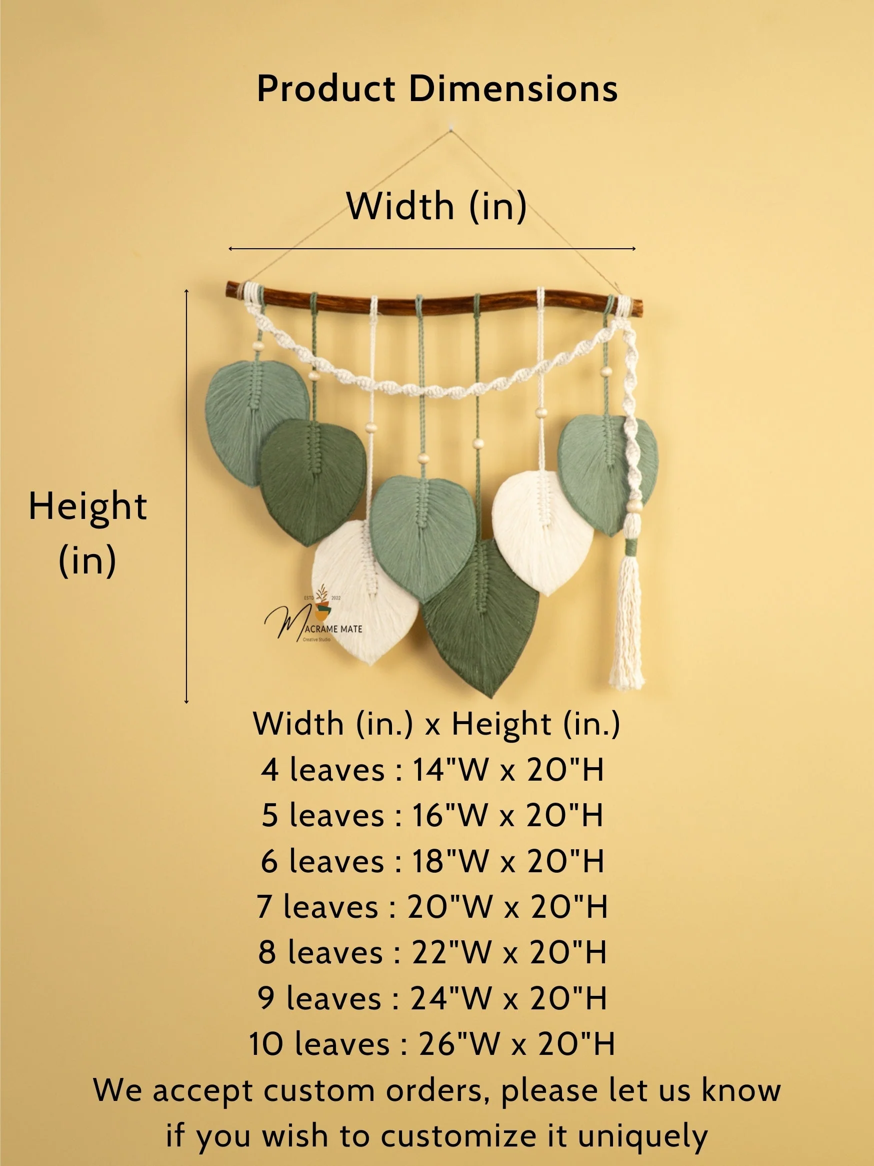 Macrame Leaf Hanging Tassel Tone Green - Image 6