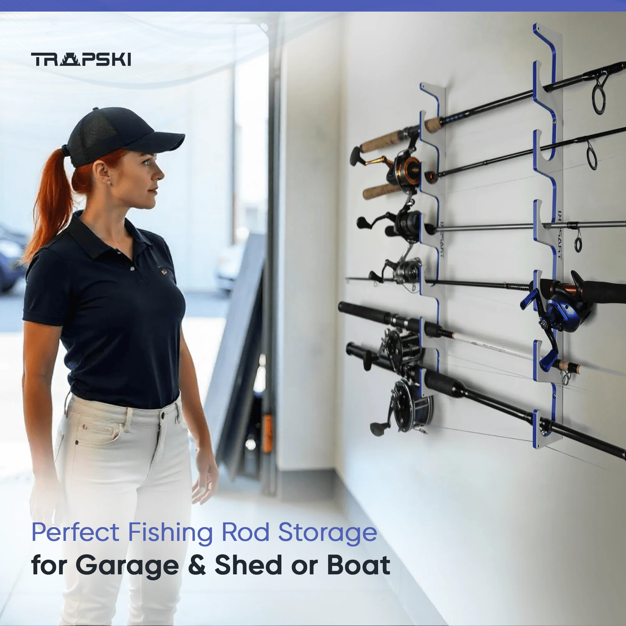 Made in the USA Premium Fishing Rod Racks | Wall or Ceiling or Boat Mounted - Image 2