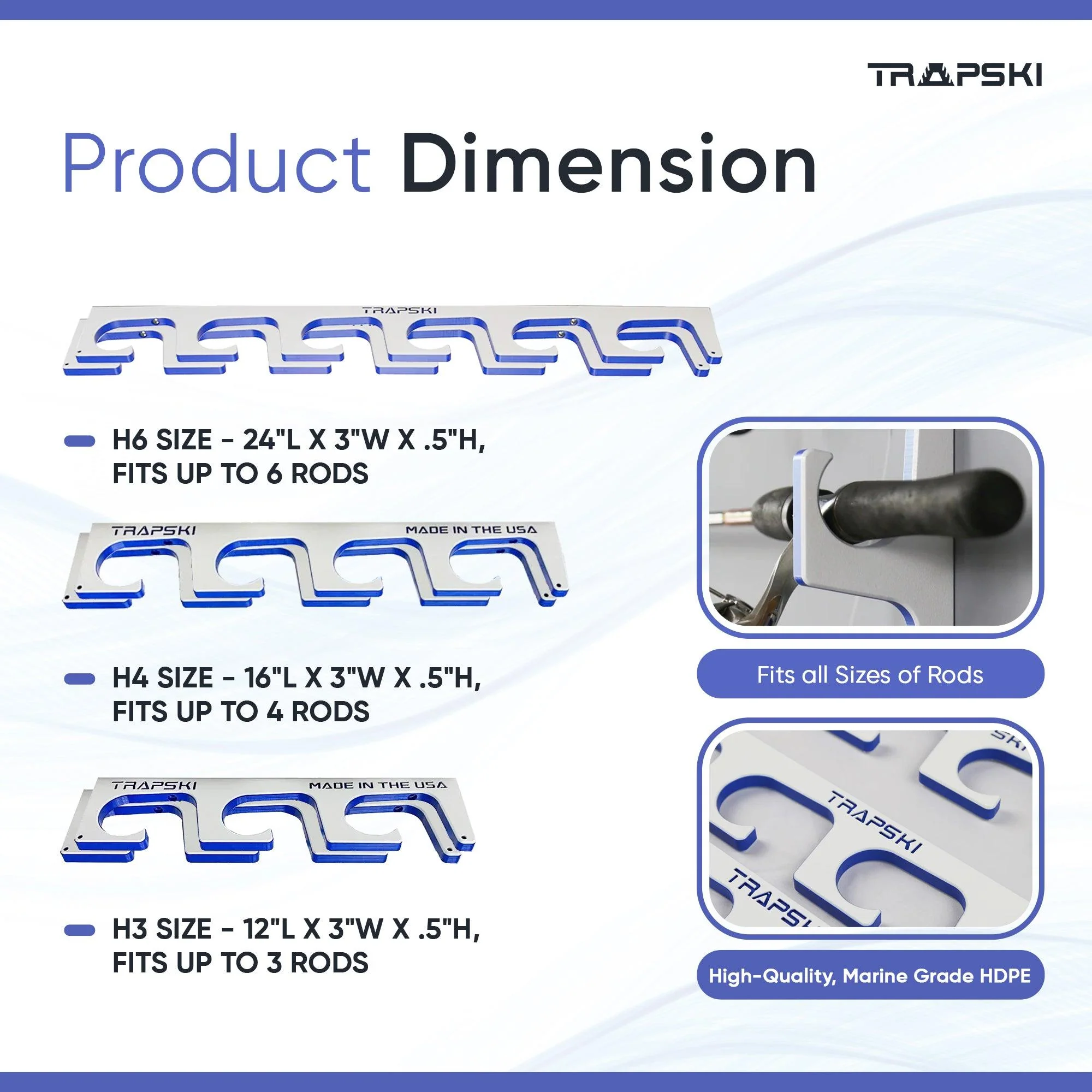 Made in the USA Premium Fishing Rod Racks | Wall or Ceiling or Boat Mounted - Image 3