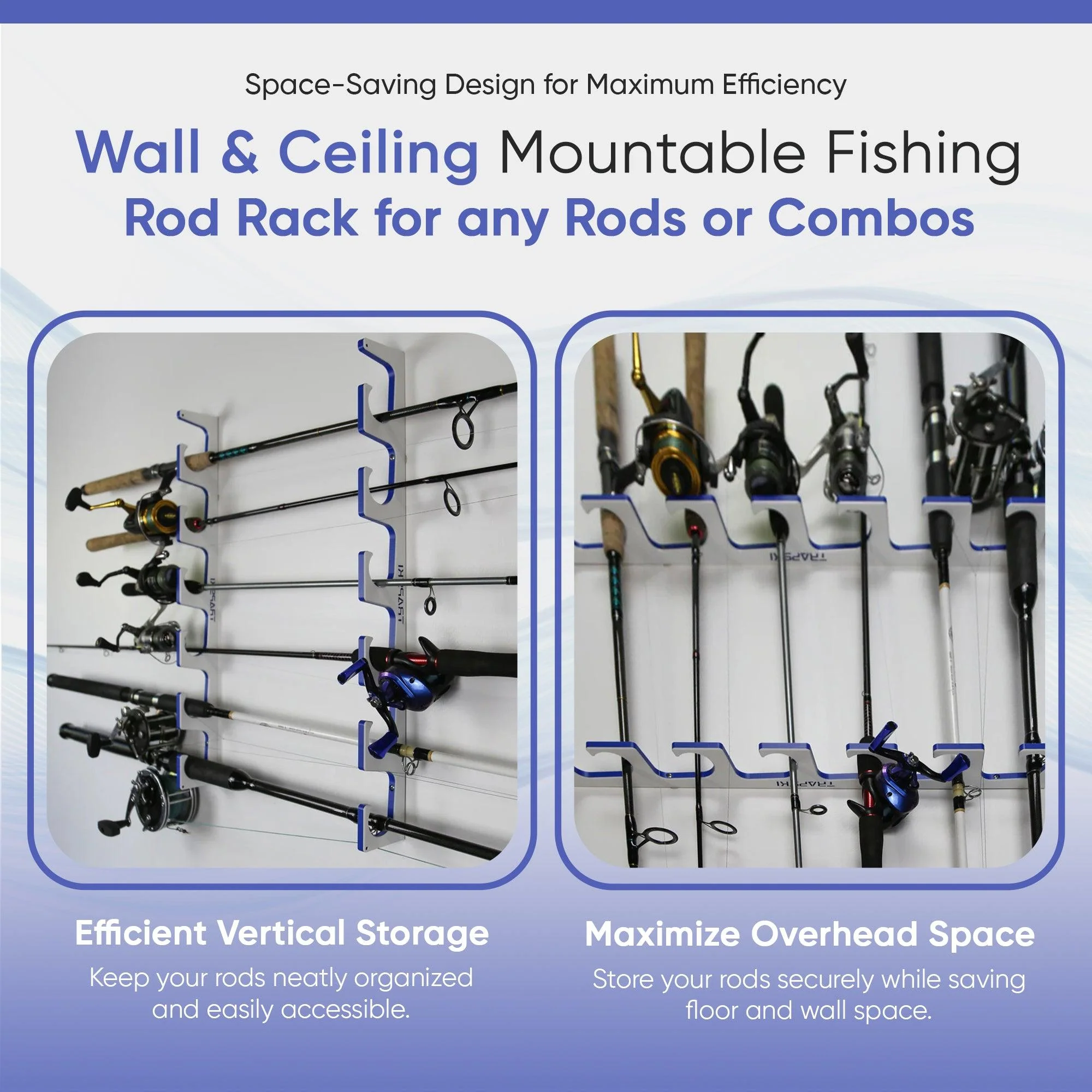 Made in the USA Premium Fishing Rod Racks | Wall or Ceiling or Boat Mounted - Image 5