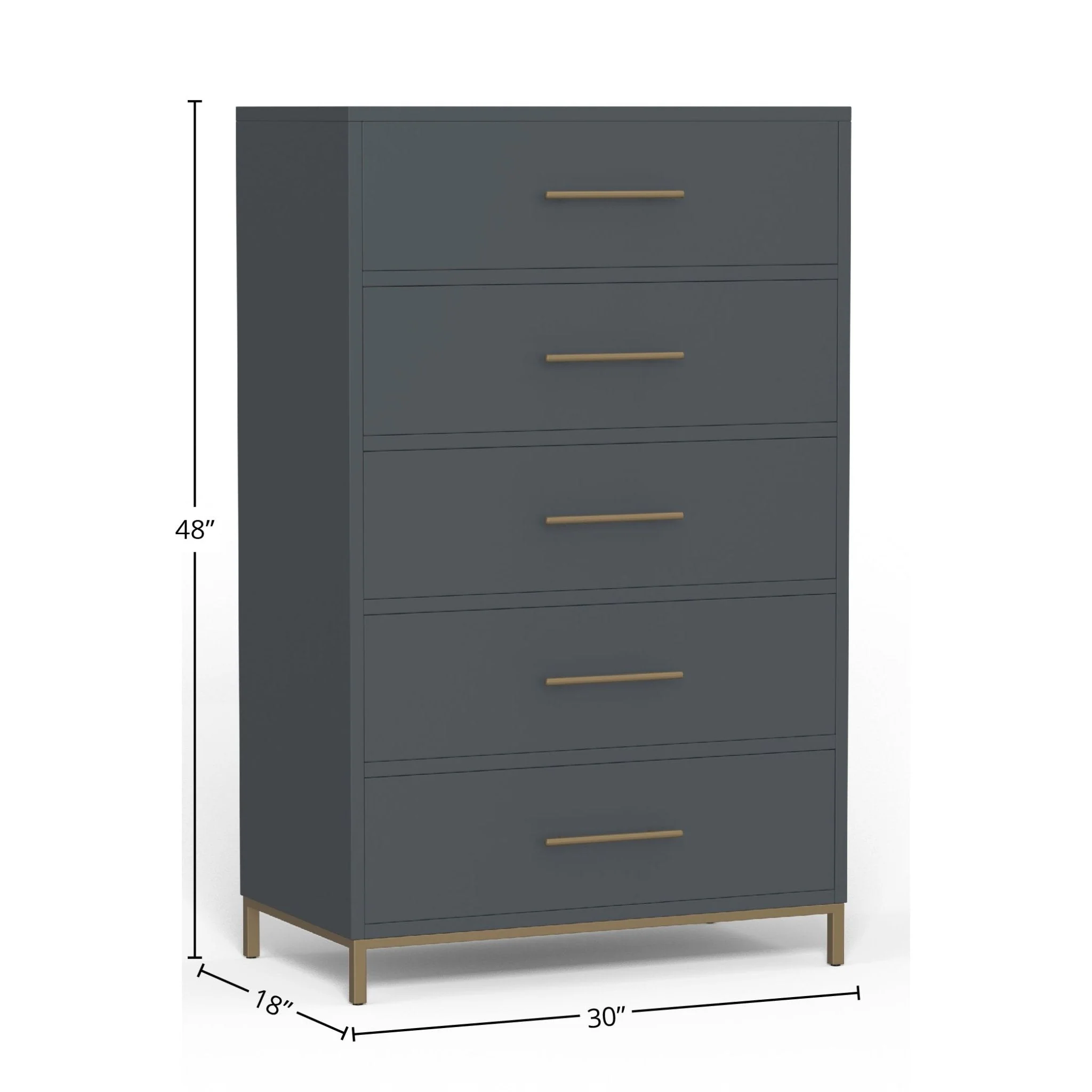 Madelyn Five Drawer Chest, Slate Gray - Image 4